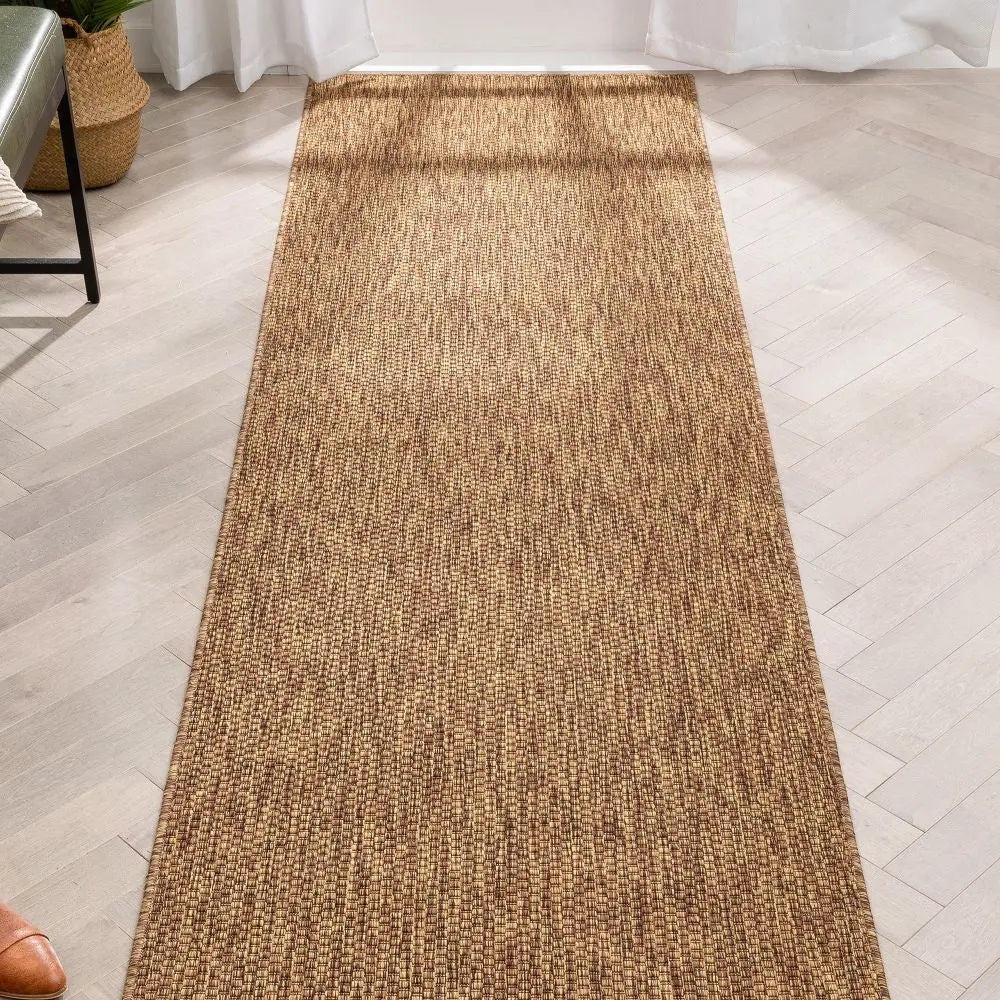 Leif Nordic Geometric Indoor Outdoor Coffee Flatweave 5'3" x 7'3" Rug Well Woven