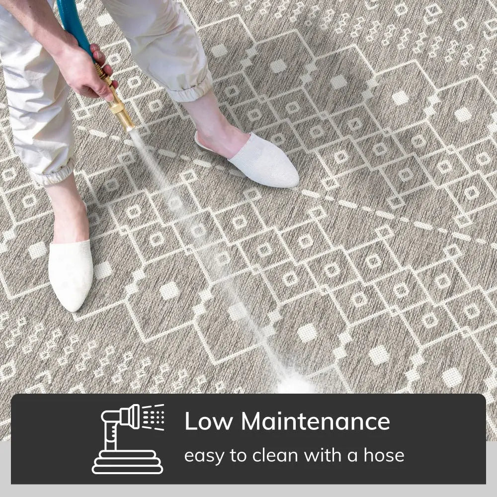 Nord Moroccan Tribal Indoor Outdoor Light Grey Flatweave Rug Well Woven