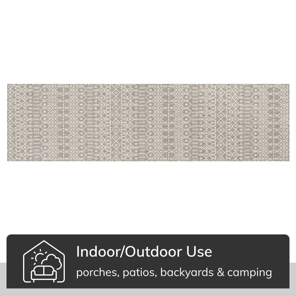 Nord Moroccan Tribal Indoor Outdoor Light Grey Flatweave Rug Well Woven