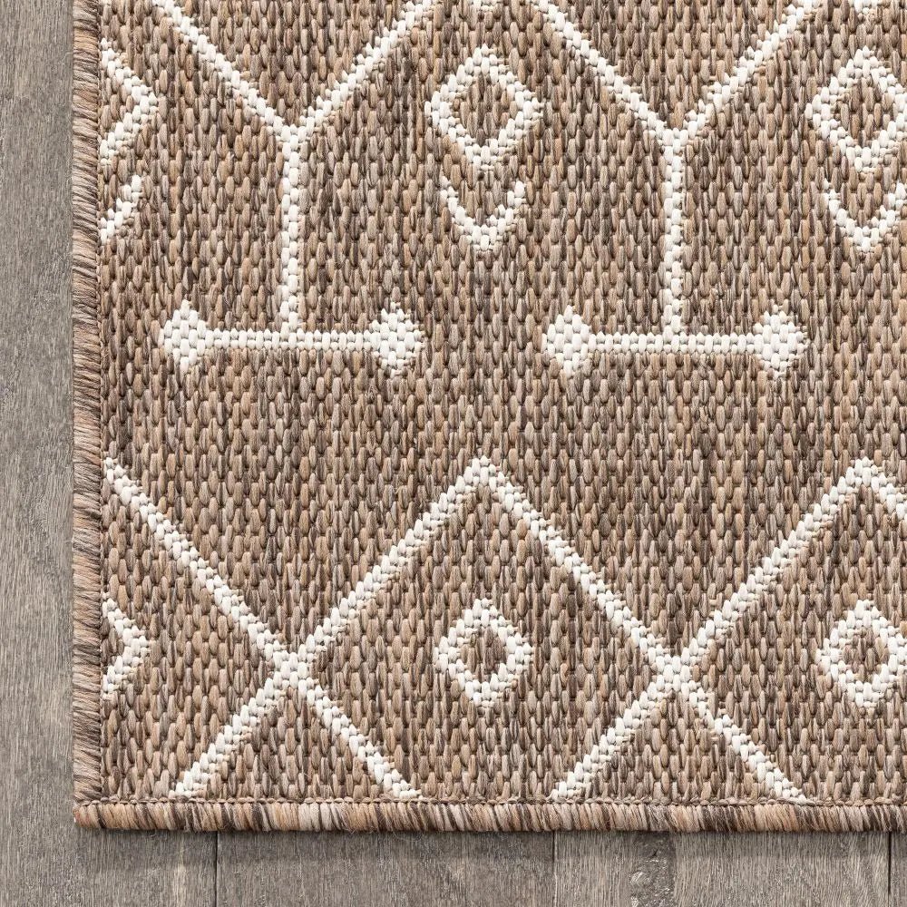 Nord Moroccan Tribal Indoor Outdoor Taupe Flatweave Rug Well Woven