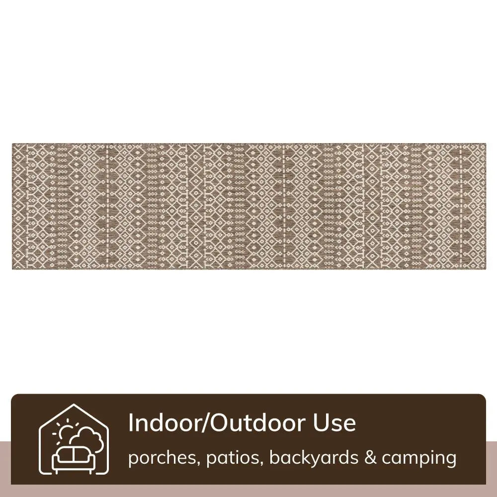 Nord Moroccan Tribal Indoor Outdoor Taupe Flatweave Rug Well Woven