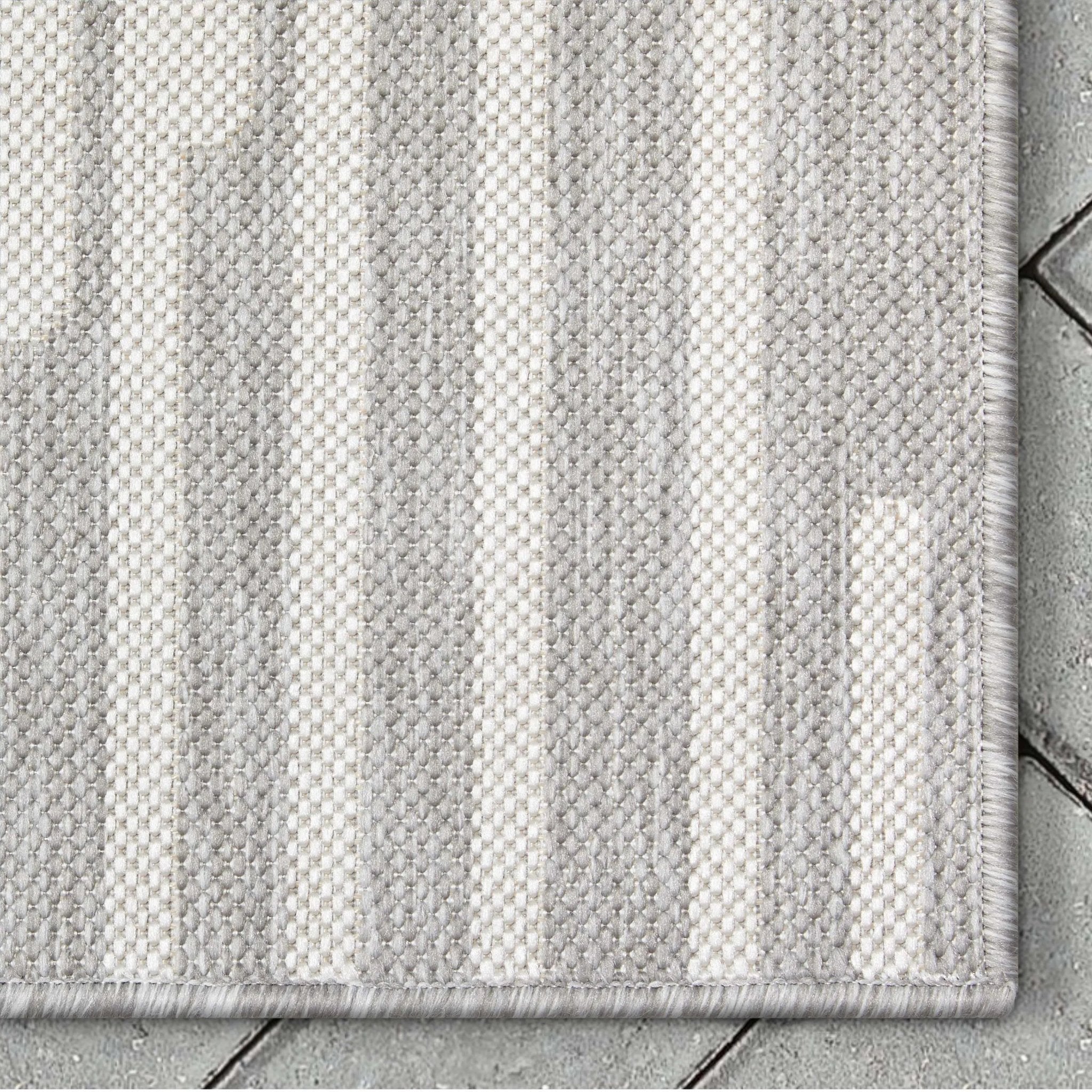 Alder Modern Stripes Indoor/Outdoor Ivory Grey Flat-Weave Rug Well Woven