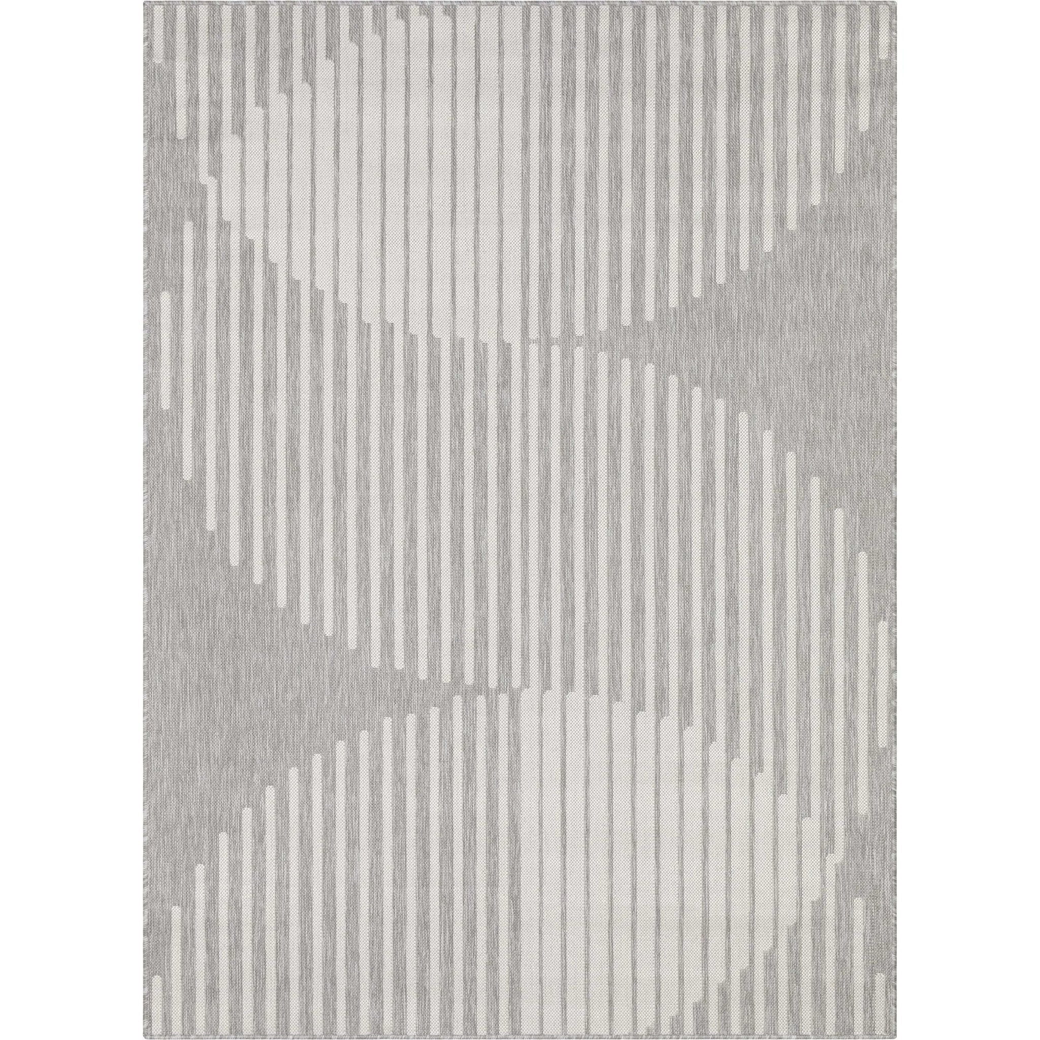 Alder Modern Stripes Indoor/Outdoor Ivory Grey Flat-Weave Rug Well Woven