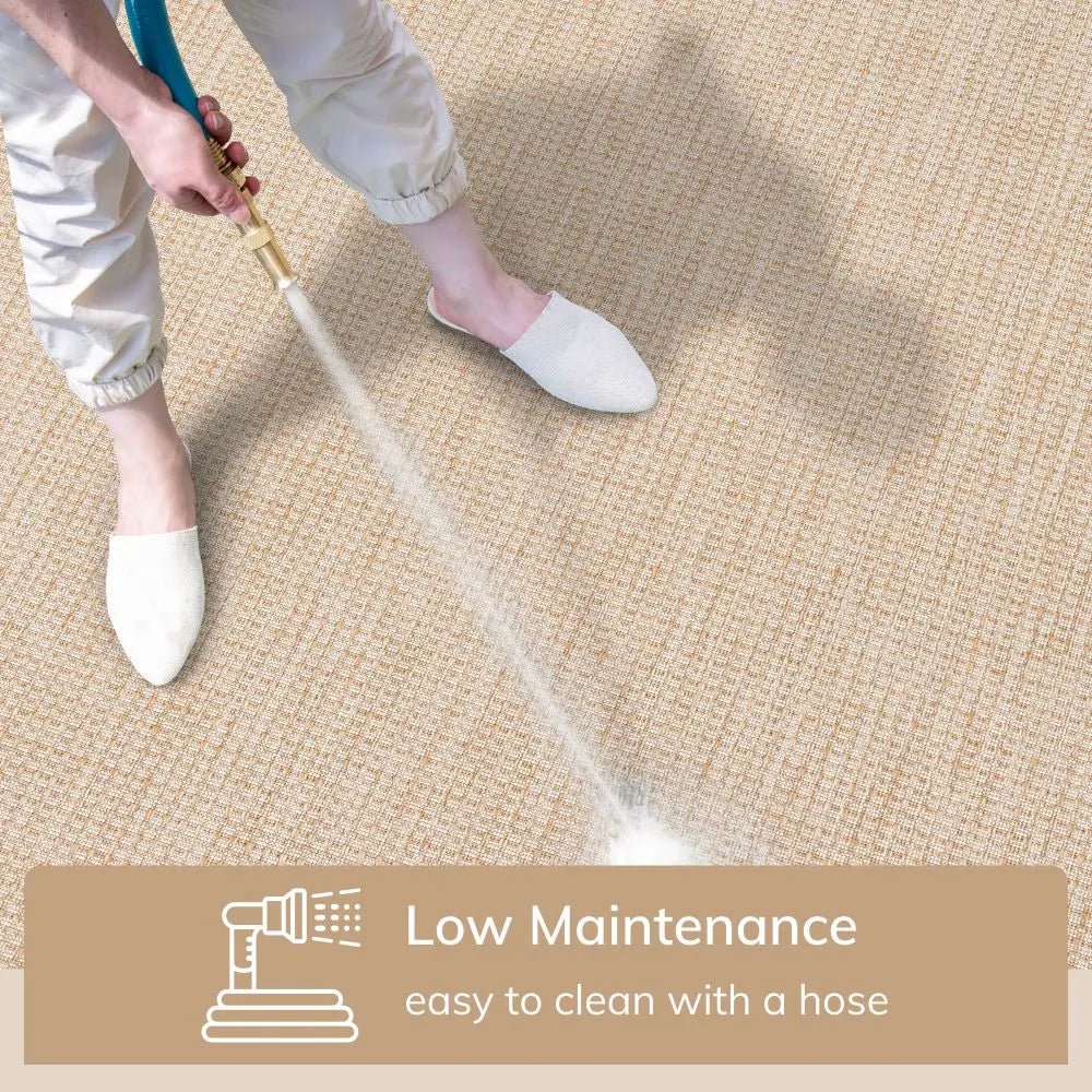 Odin Solid & Striped Border Indoor Outdoor Taupe Flatweave Rug Well Woven