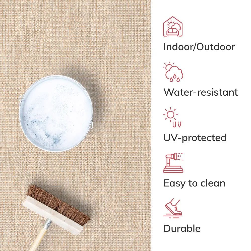 Odin Solid & Striped Border Indoor Outdoor Taupe Flatweave Rug Well Woven