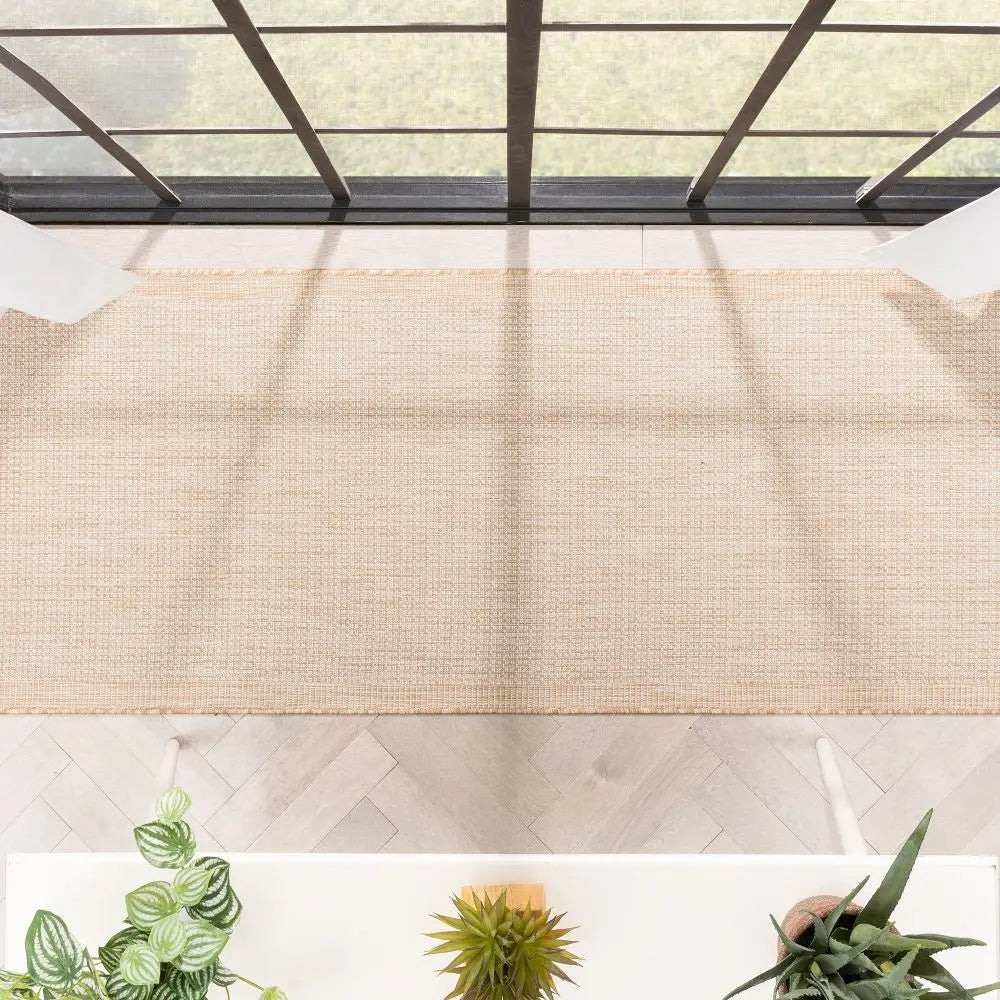 Odin Solid & Striped Border Indoor Outdoor Taupe Flatweave Rug Well Woven