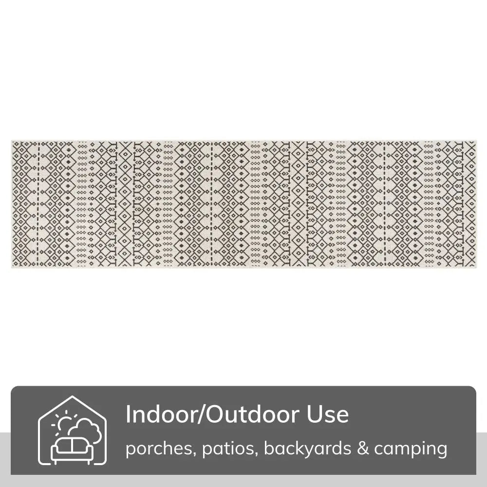 Nord Moroccan Tribal Indoor Outdoor Ivory Flatweave Rug Well Woven