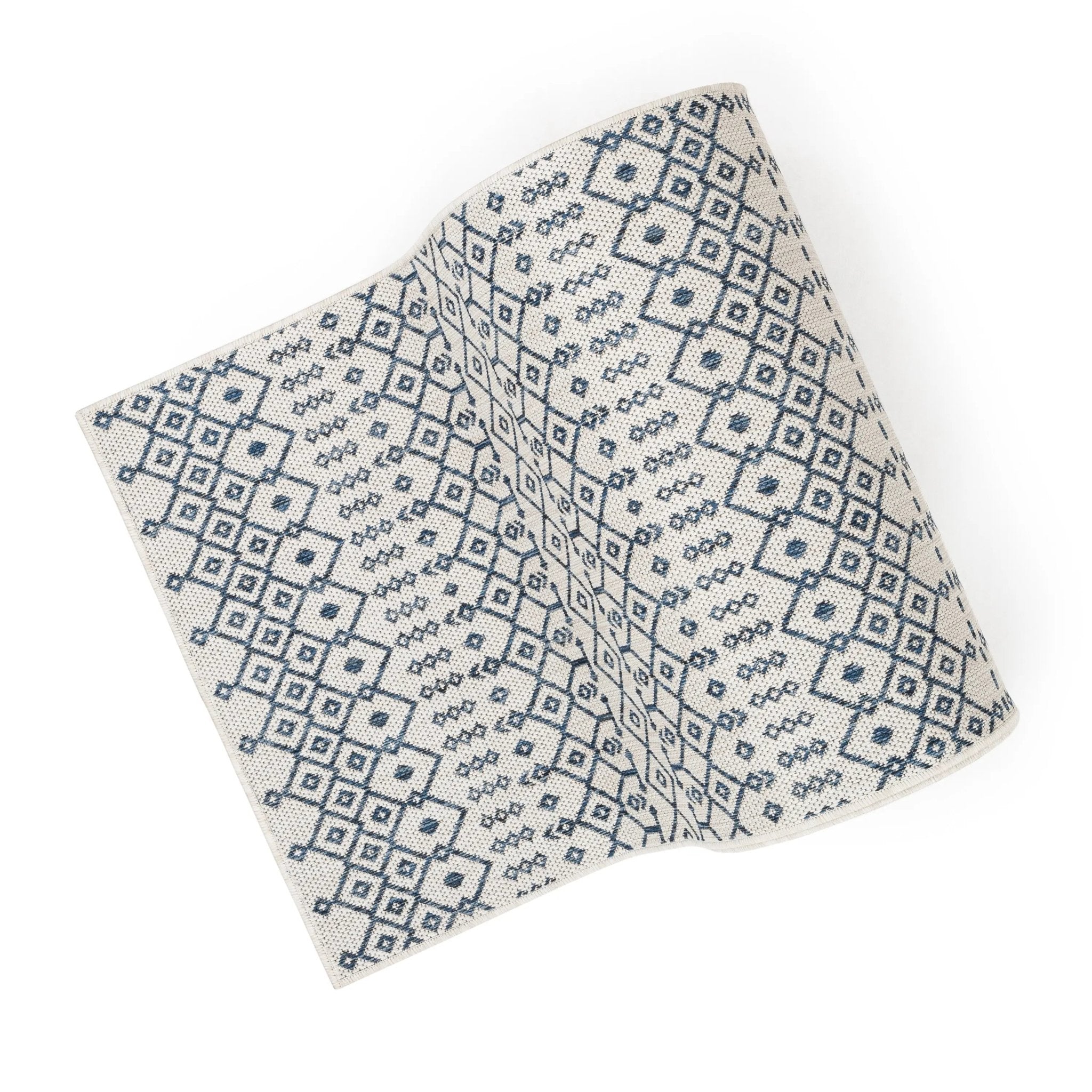 Custom Size Runner Nord Nordic Lattice Pattern Light Blue 31 Inches Width x Choose Your Length Hallway Indoor/Outdoor Runner Rug Well Woven