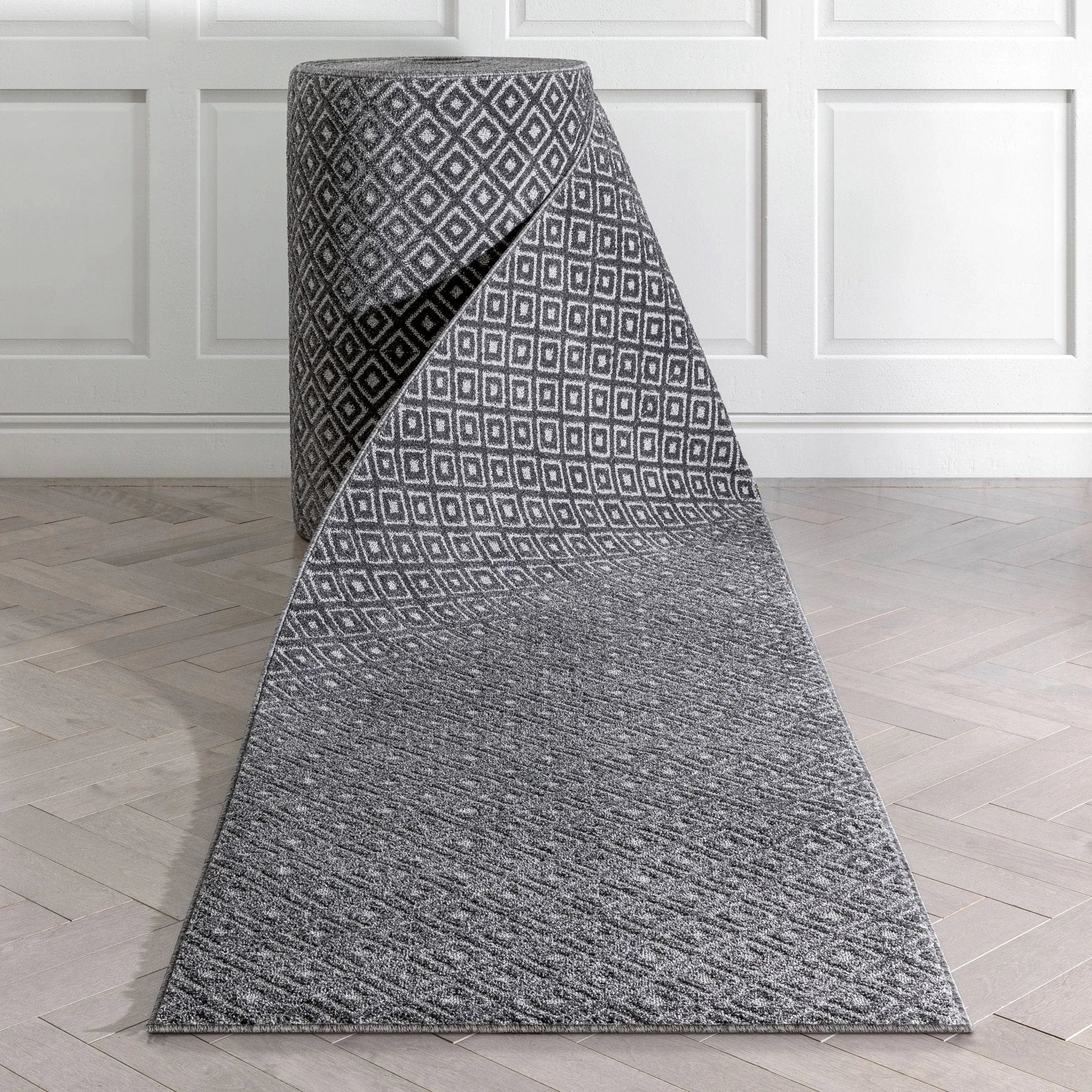 Custom Size Runner Pia Tribal Geometric Diamond Pattern Dark Grey Choose Your Width x Choose Your Length Hallway Runner Rug Well Woven