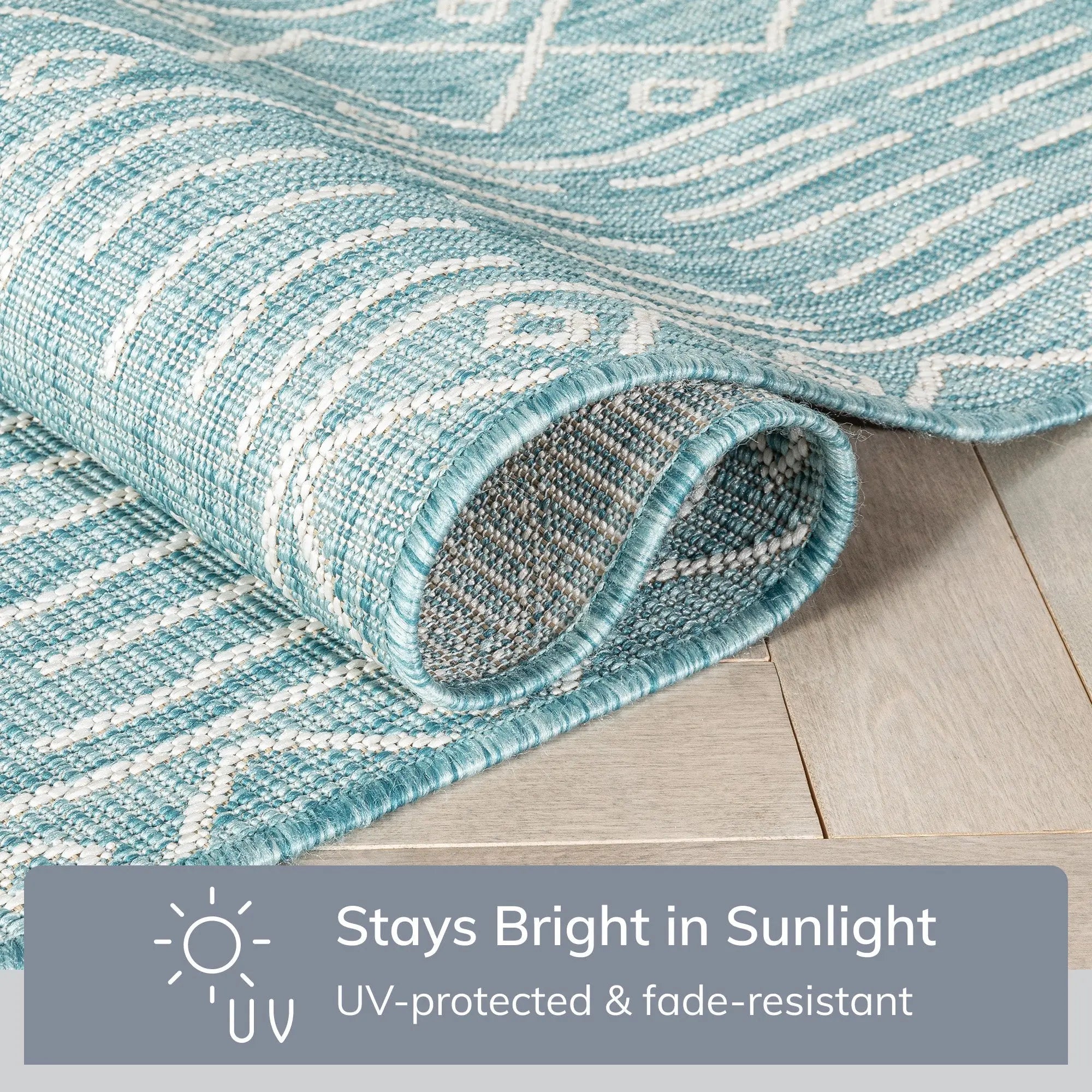 Anza Tribal Geometric Pattern 5'3" x 7'3" Blue Flat-Weave Indoor/Outdoor Rug Well Woven