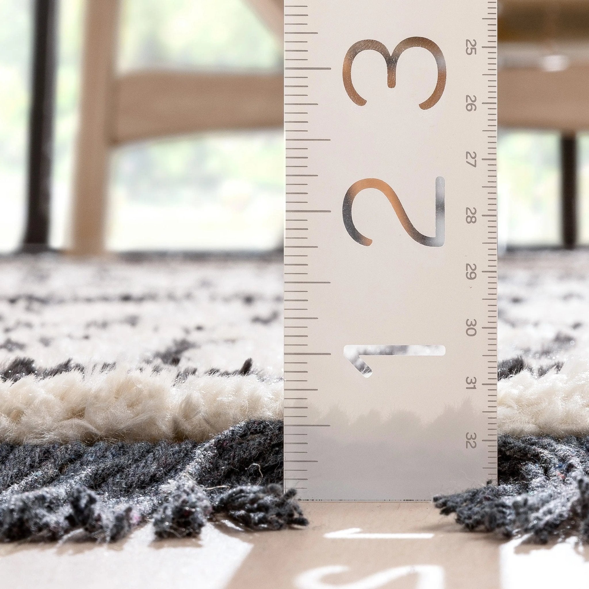 Viho Tribal Geometric Stripes Ivory High-Low Textured Pile Rug Well Woven