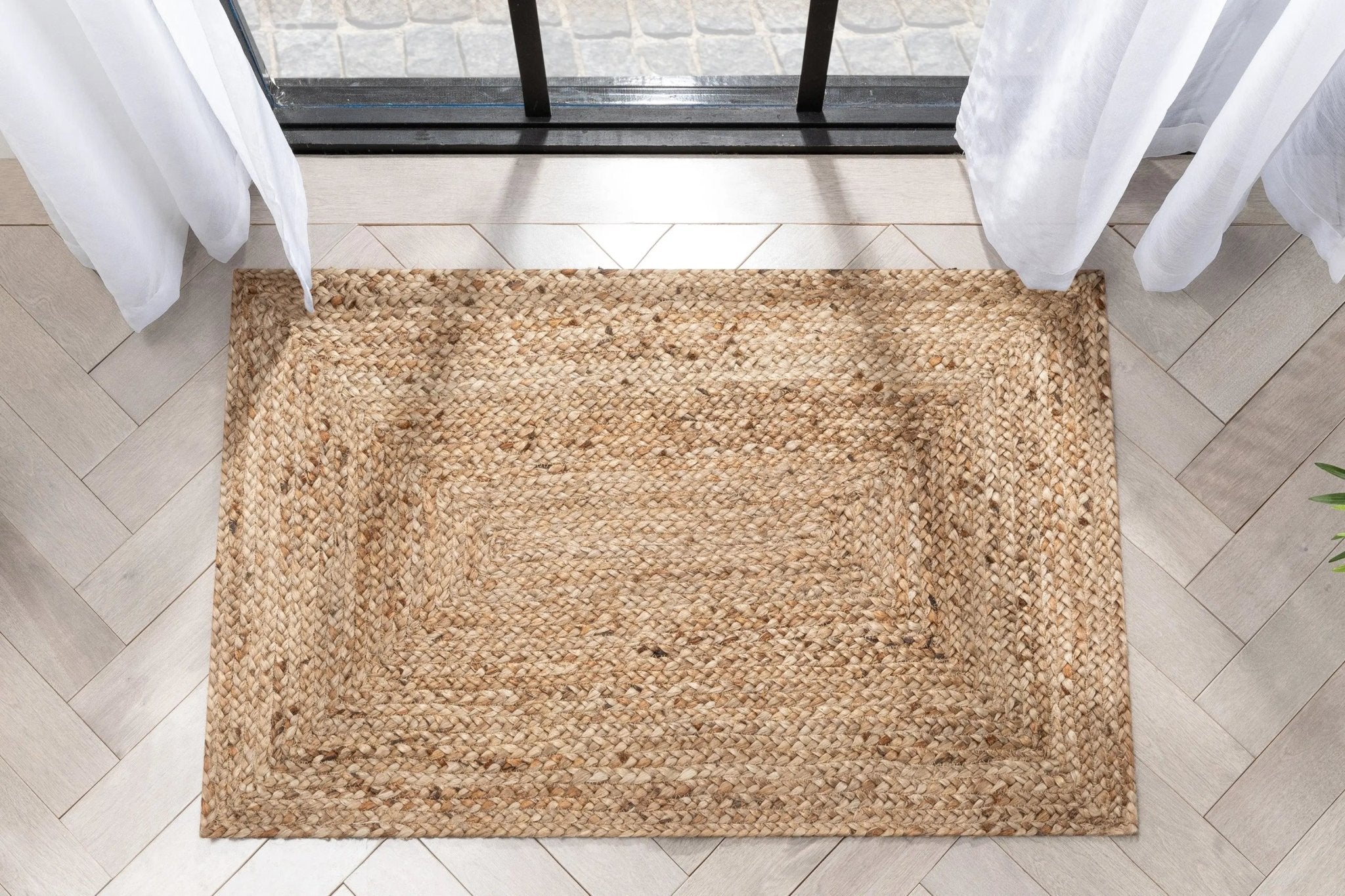 Jemma Natural-Fiber Braided Pattern Natural Hand-Woven Chunky-Textured Rug Well Woven