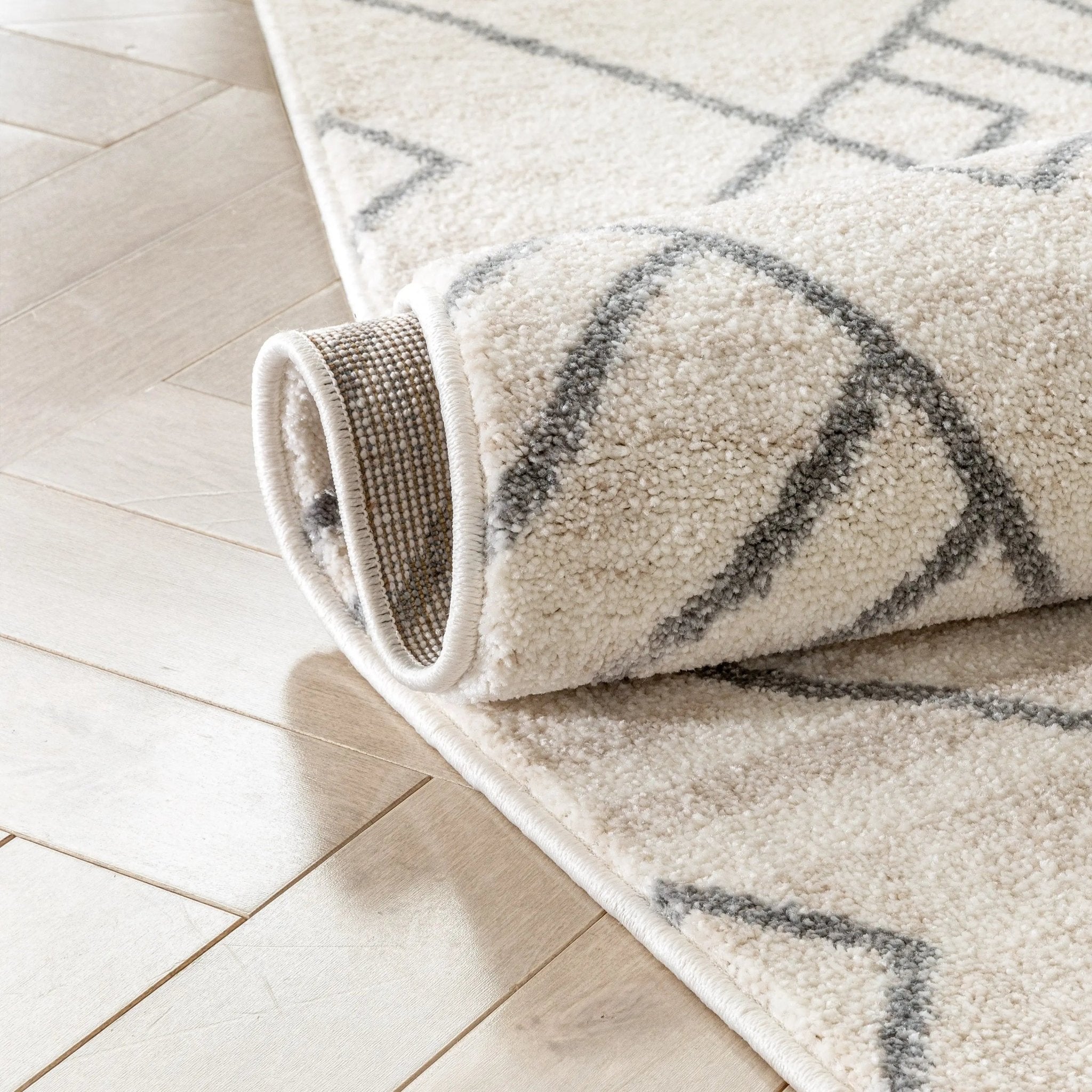 Diodelly Moroccan Lattice Trellis Ivory Grey Rug Well Woven