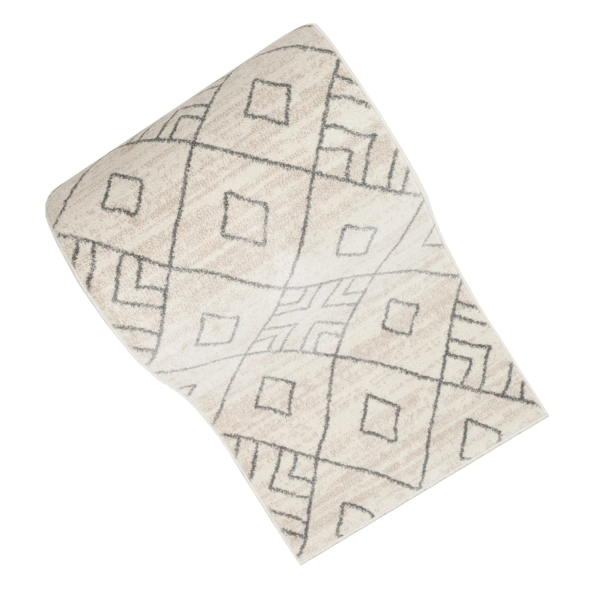 Custom Size Runner Diodelly Moroccan Lattice Trellis Ivory Grey 27 Inch Wide x Choose Your Length Hallway Runner Rug Well Woven