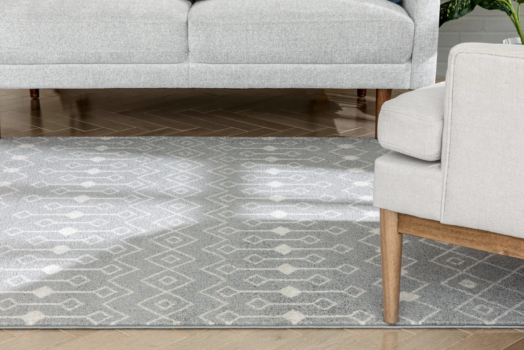 Transistora Nordic Tribal Trellis Pattern Grey Rug Well Woven