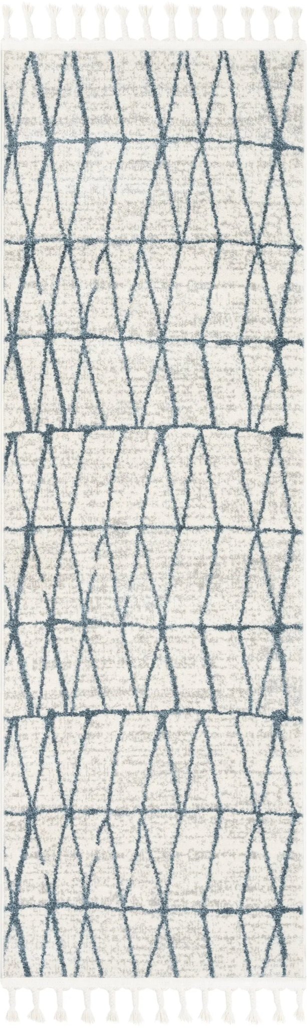 Crisscross Nordic Geometric Pattern Blue Ivory Rug Well Woven