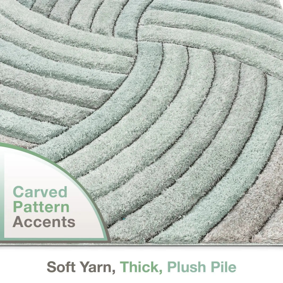 Ucci Blue Modern 3D Textured Shag Rug By Chill Rugs Well Woven