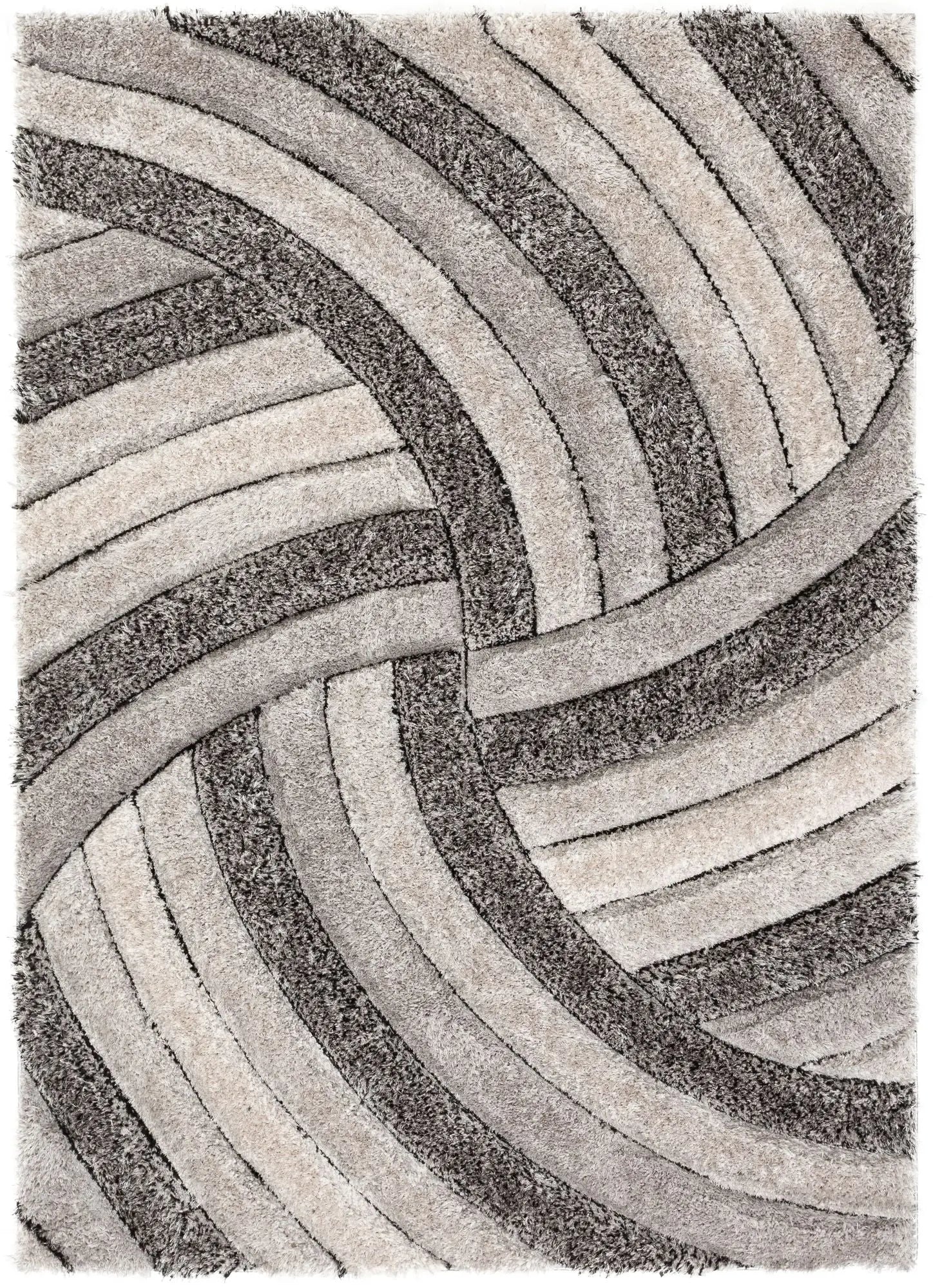 Ucci Grey Modern 3D Textured Shag Rug Well Woven