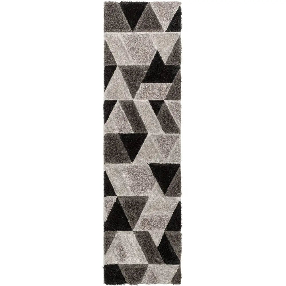 Holland Modern Geometric Black 3D Textured Thick & Soft Shag Rug Well Woven