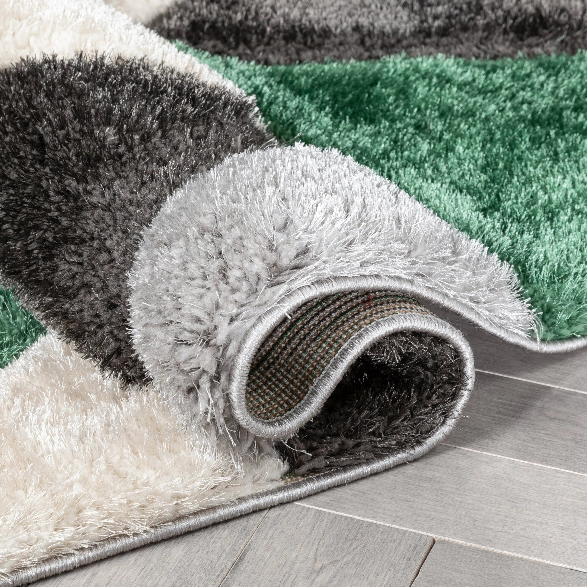 Holland Modern Geometric Green 3D Textured Thick & Soft Shag Rug Well Woven