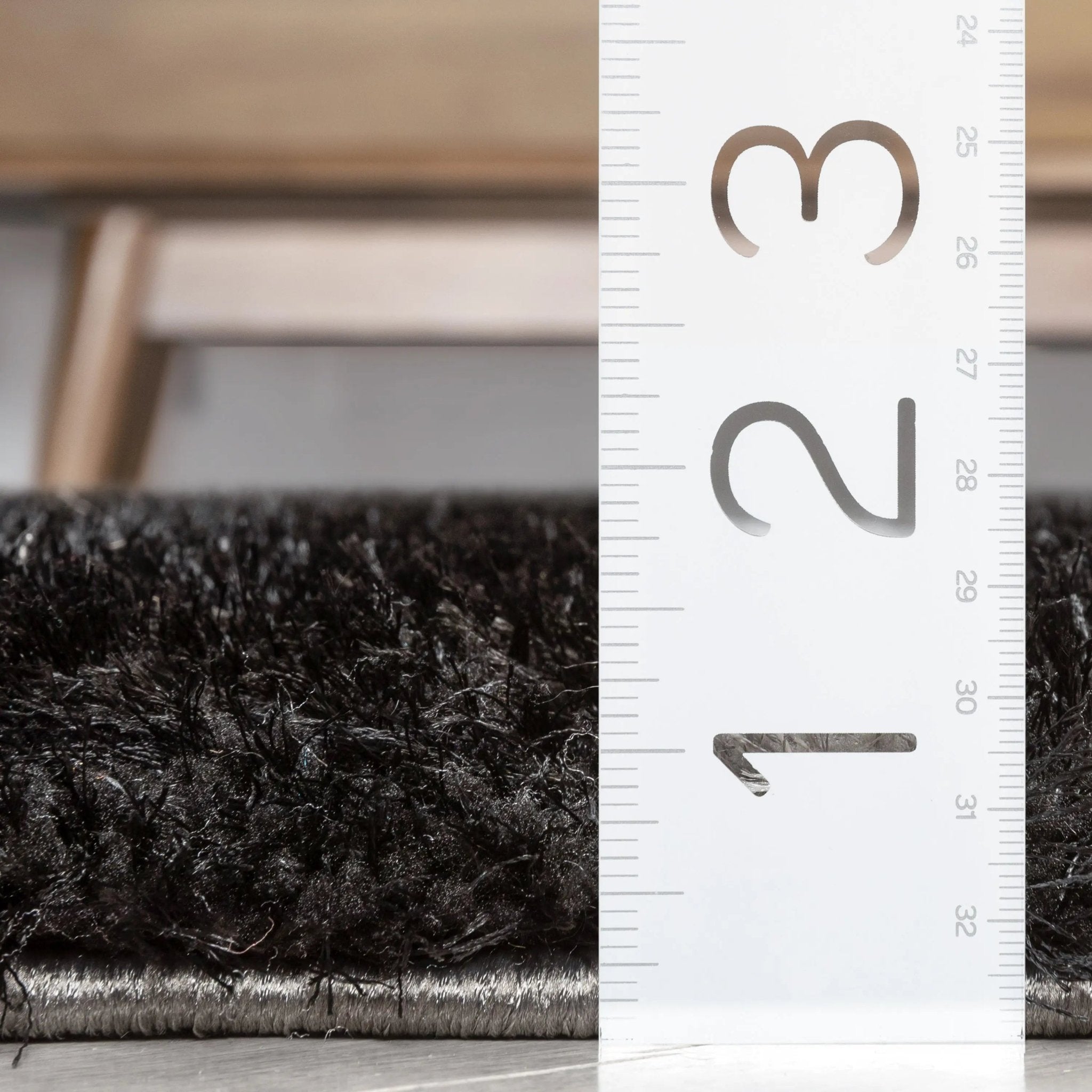 Luz Modern Geometric Black 3D Textured Thick & Soft Shag Rug Well Woven