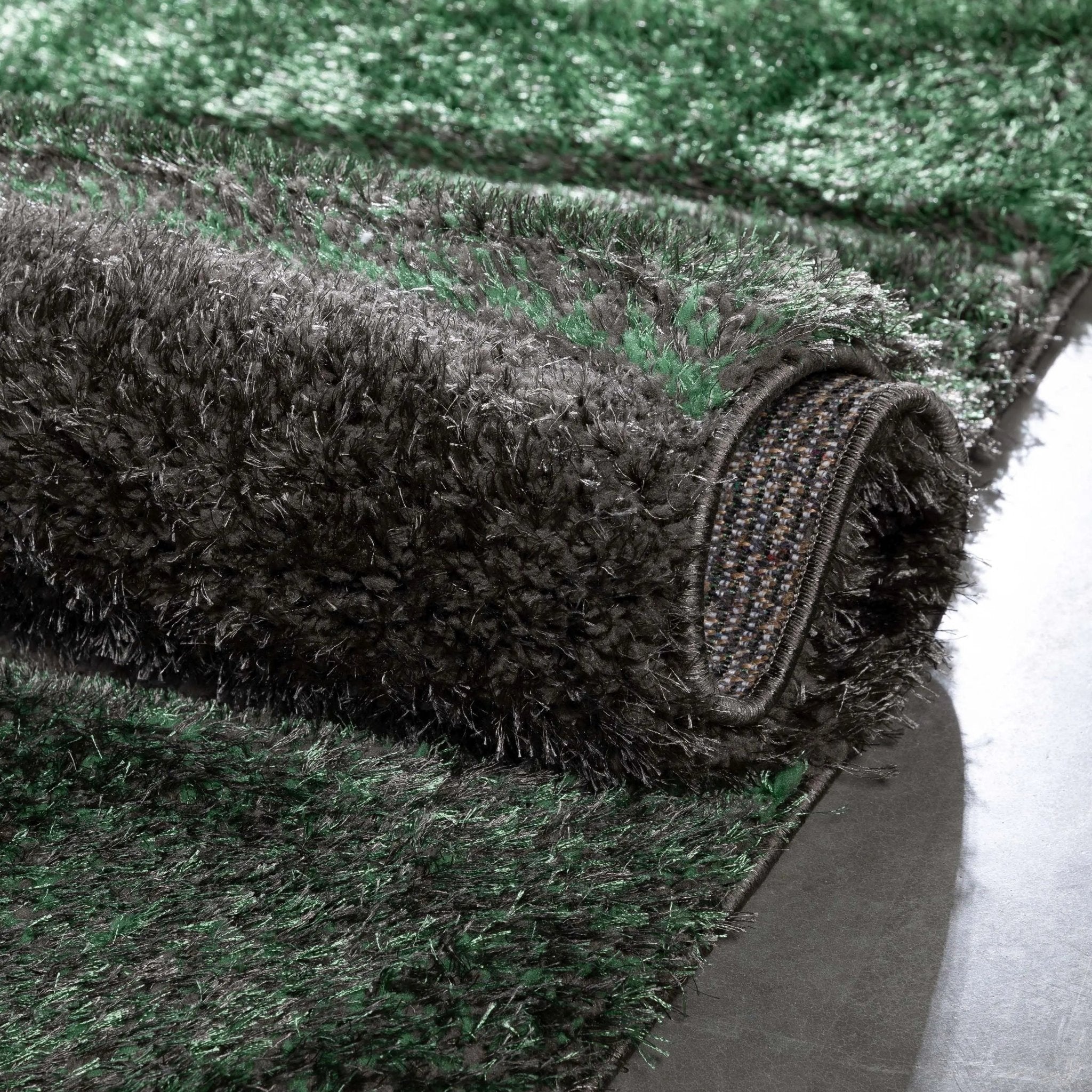 Luz Modern Geometric Green 3D Textured Thick & Soft Shag Rug Well Woven