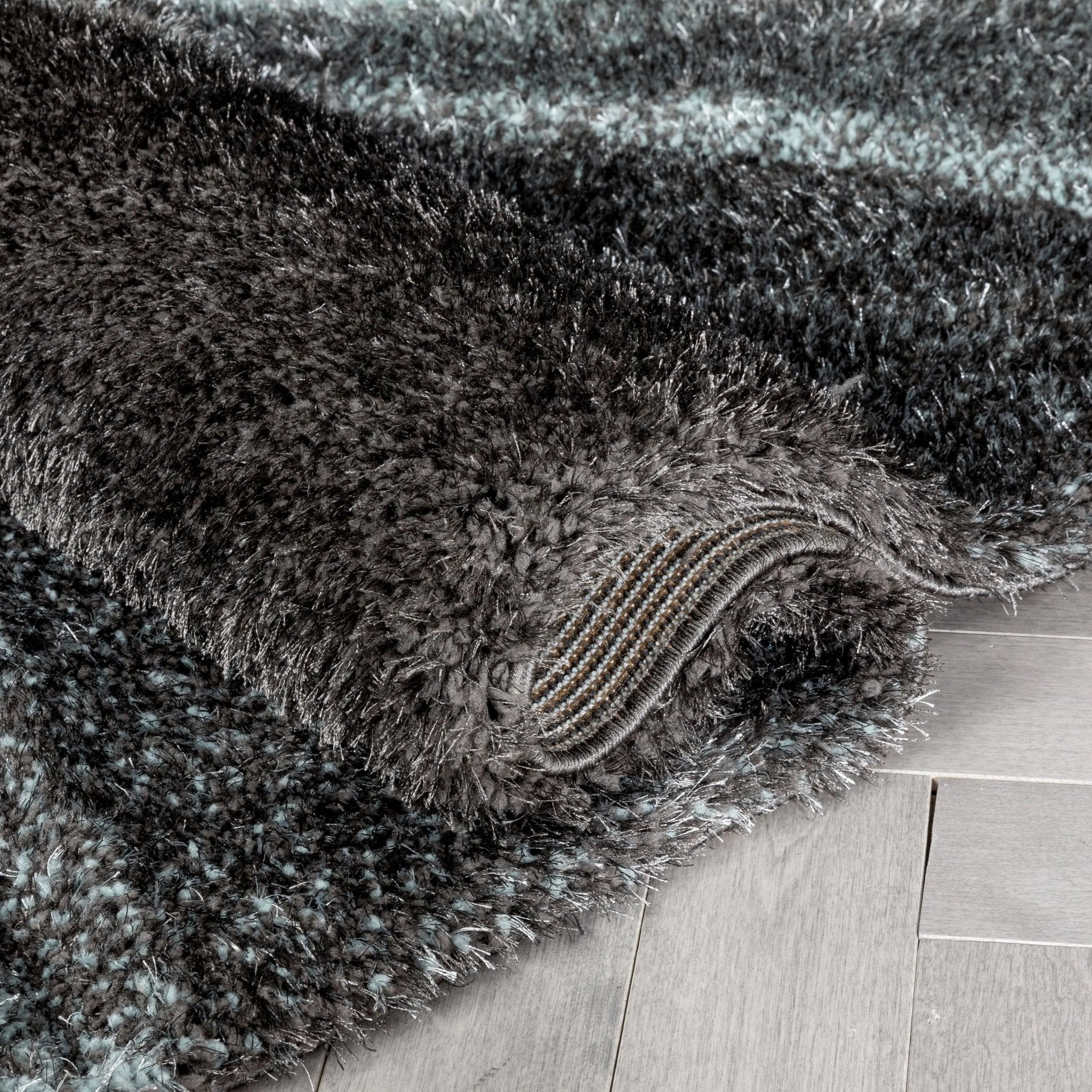 Luz Modern Geometric Light Blue 3D Textured Thick & Soft Shag Rug Well Woven