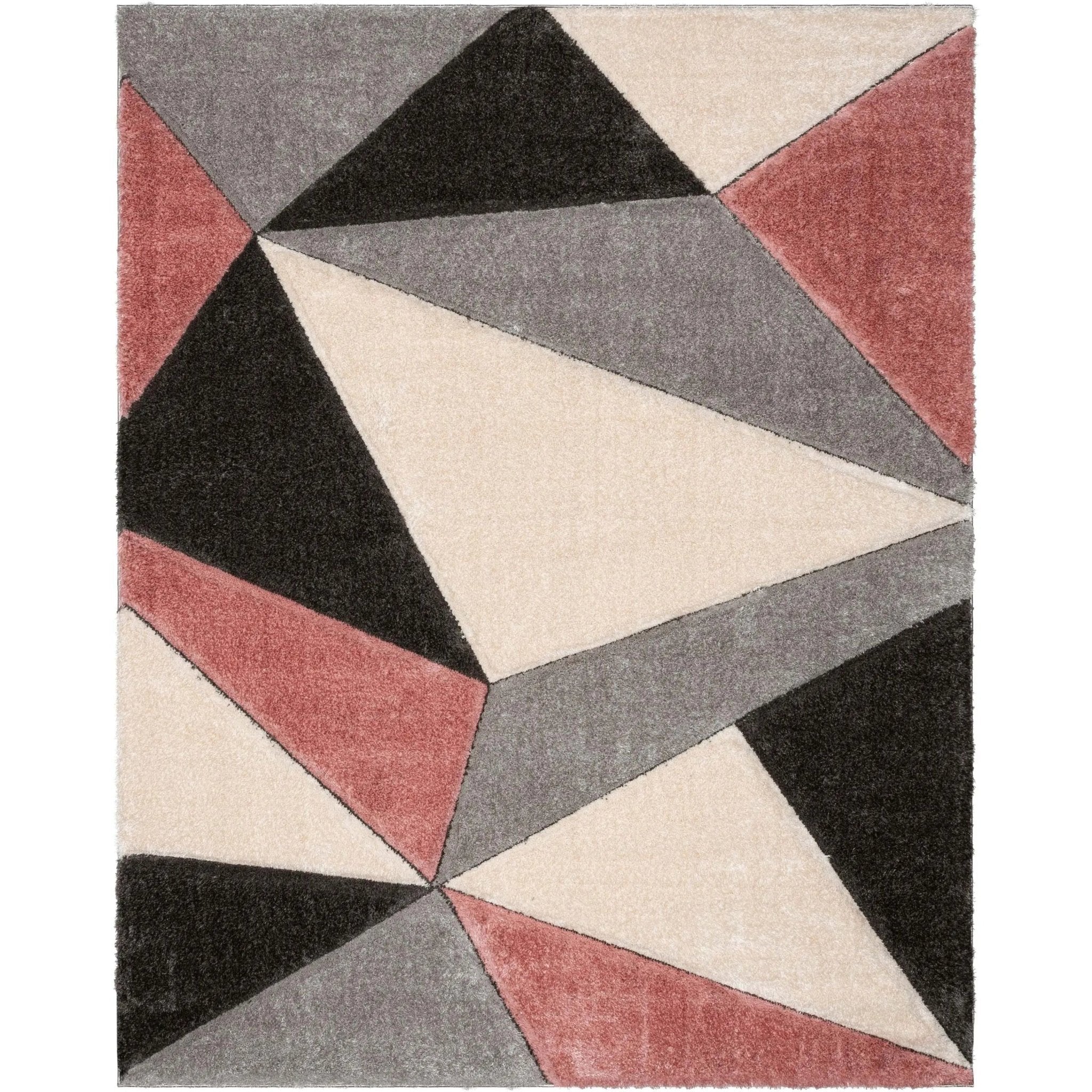 Venice Blush Modern Geometric 3D Textured Shag Rug Well Woven