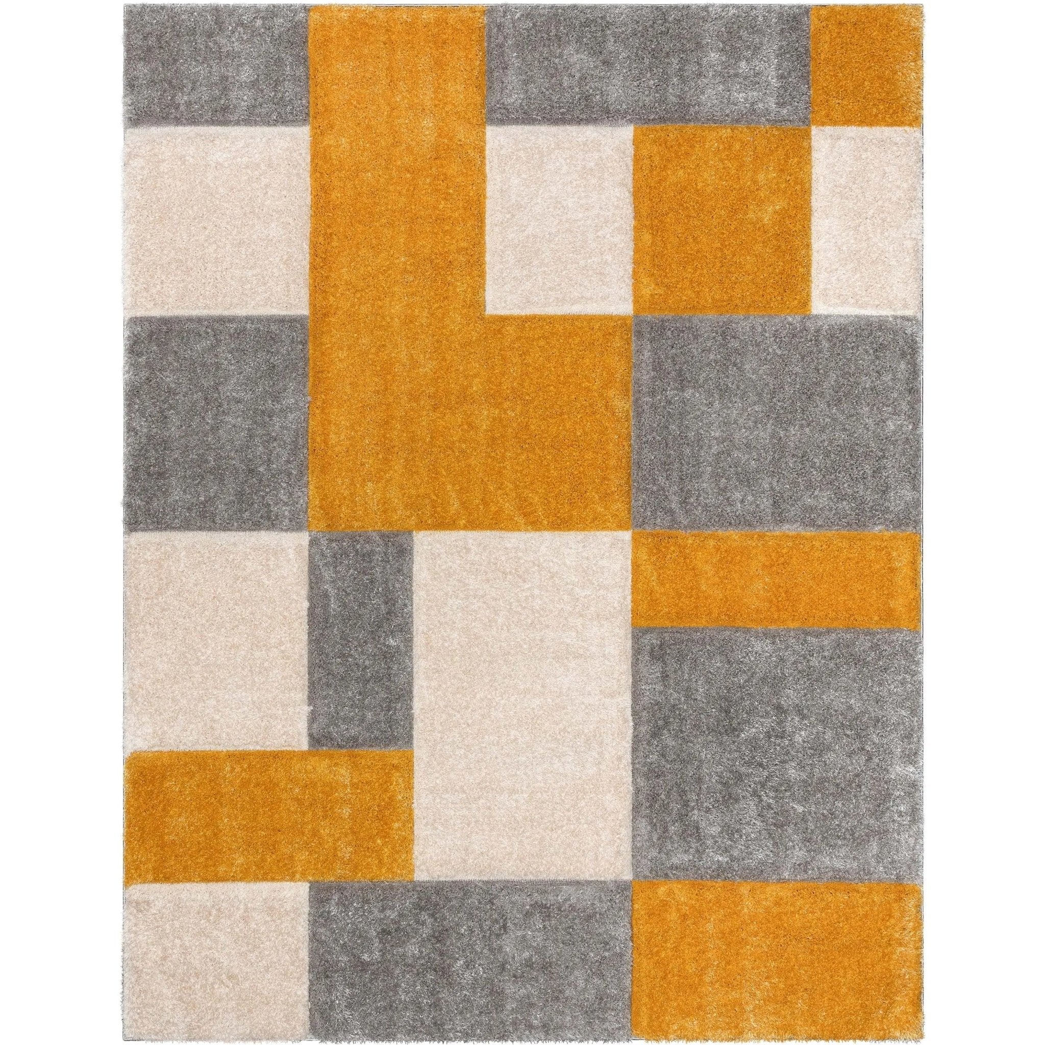 Escondido Yellow Modern Geometric 3D Textured Shag Rug By Chill Rugs Well Woven