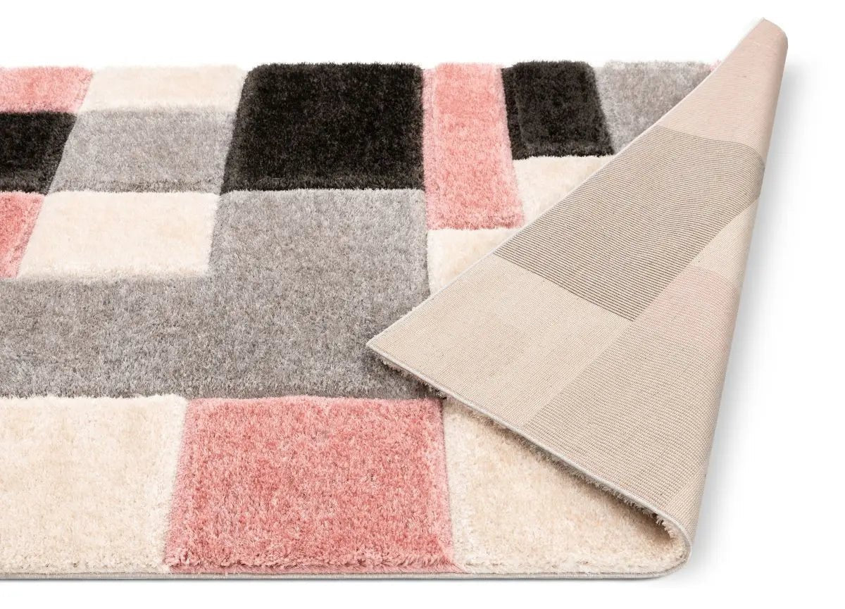 Escondido Blush Modern Geometric 3D Textured Shag Rug Well Woven