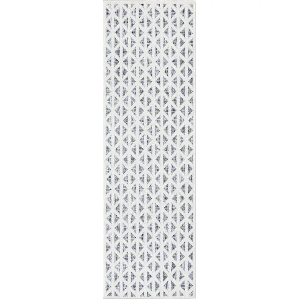 Ciel Modern Geometric Indoor/Outdoor Blue High-Low Rug Well Woven