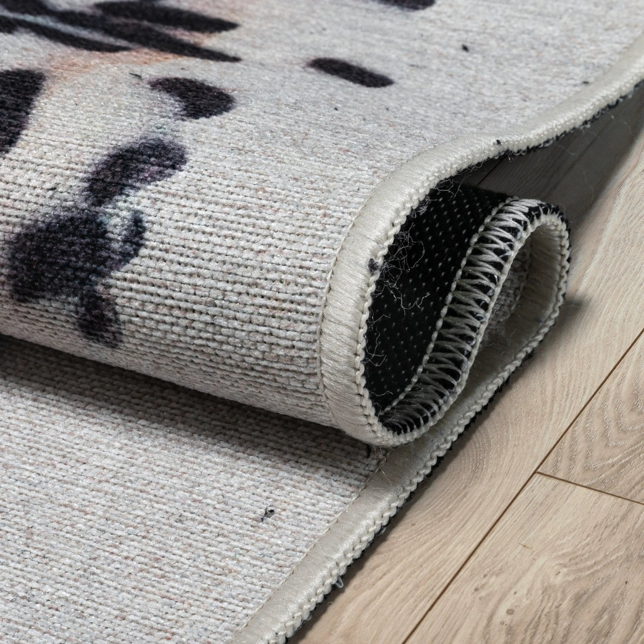 White Sprinkles Donut Novelty Ivory Black Flat-Weave Rug Well Woven