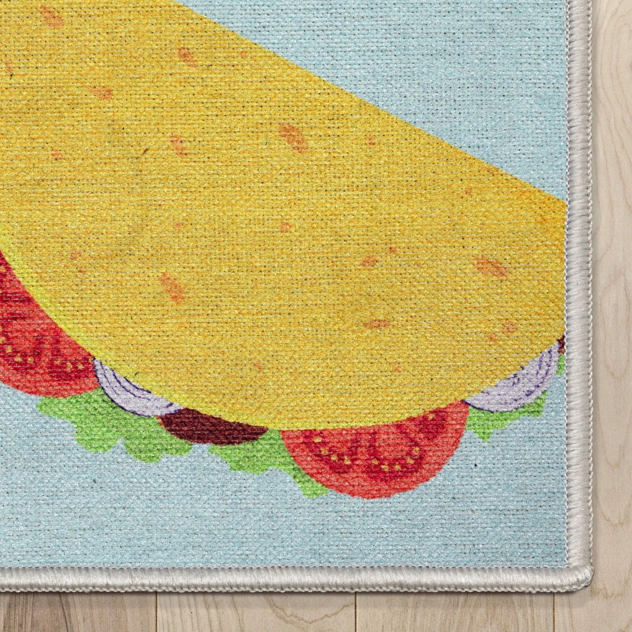 Multi Tacos Novelty Multi Blue Flat-Weave Rug Well Woven