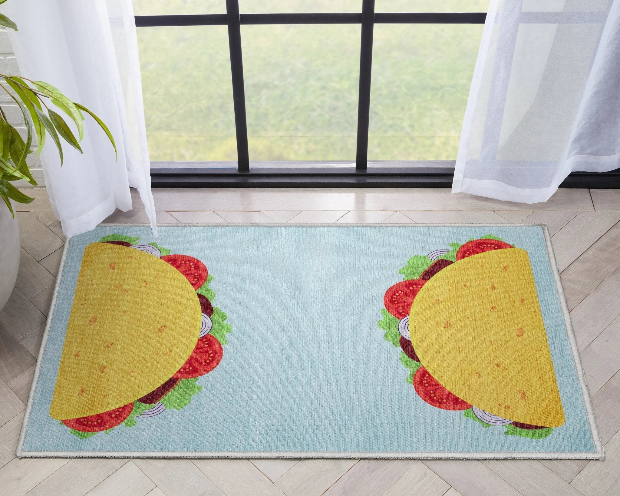 Taco Novelty Multi Blue Flat-Weave Rug Well Woven