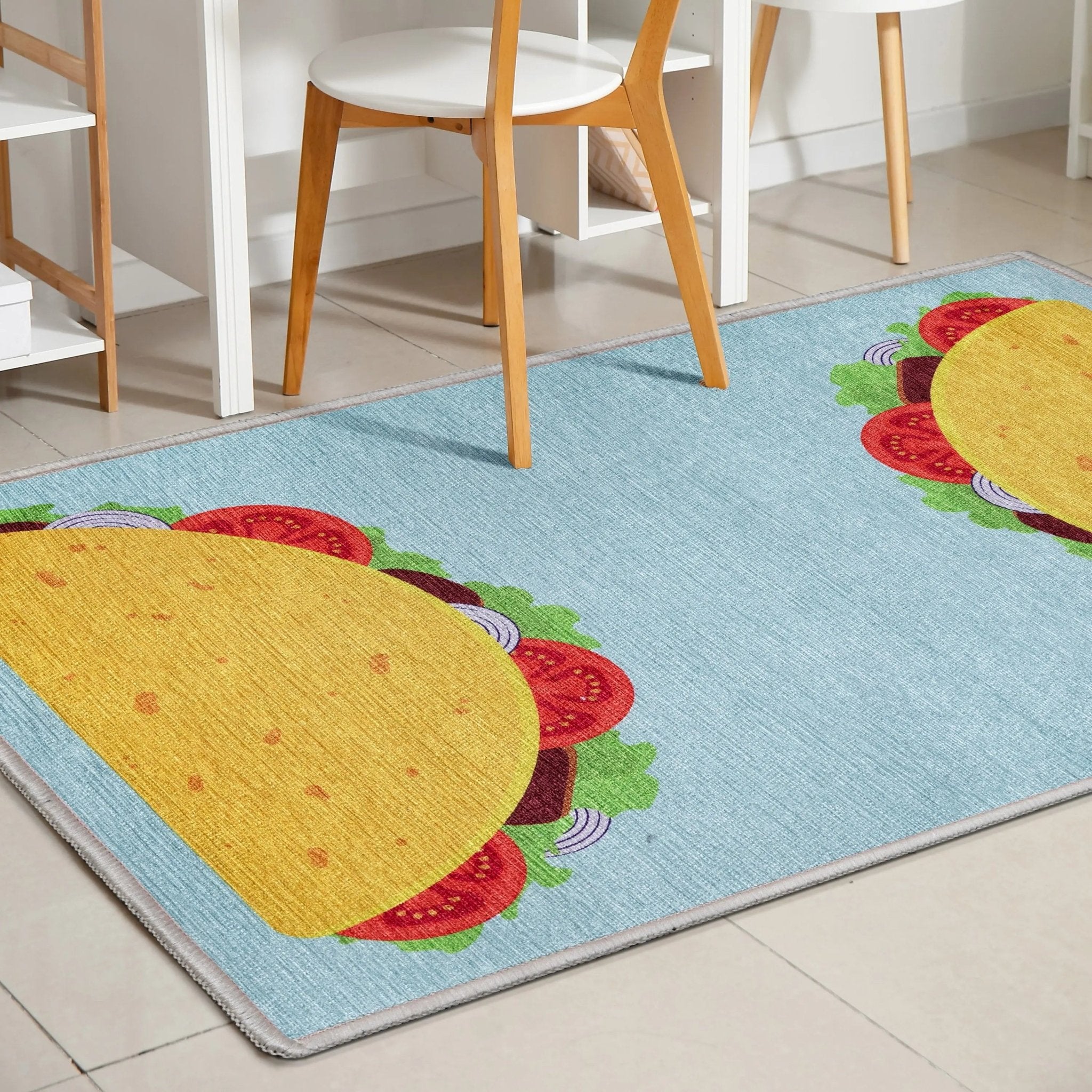 Taco Novelty Multi Blue Flat-Weave Rug Well Woven