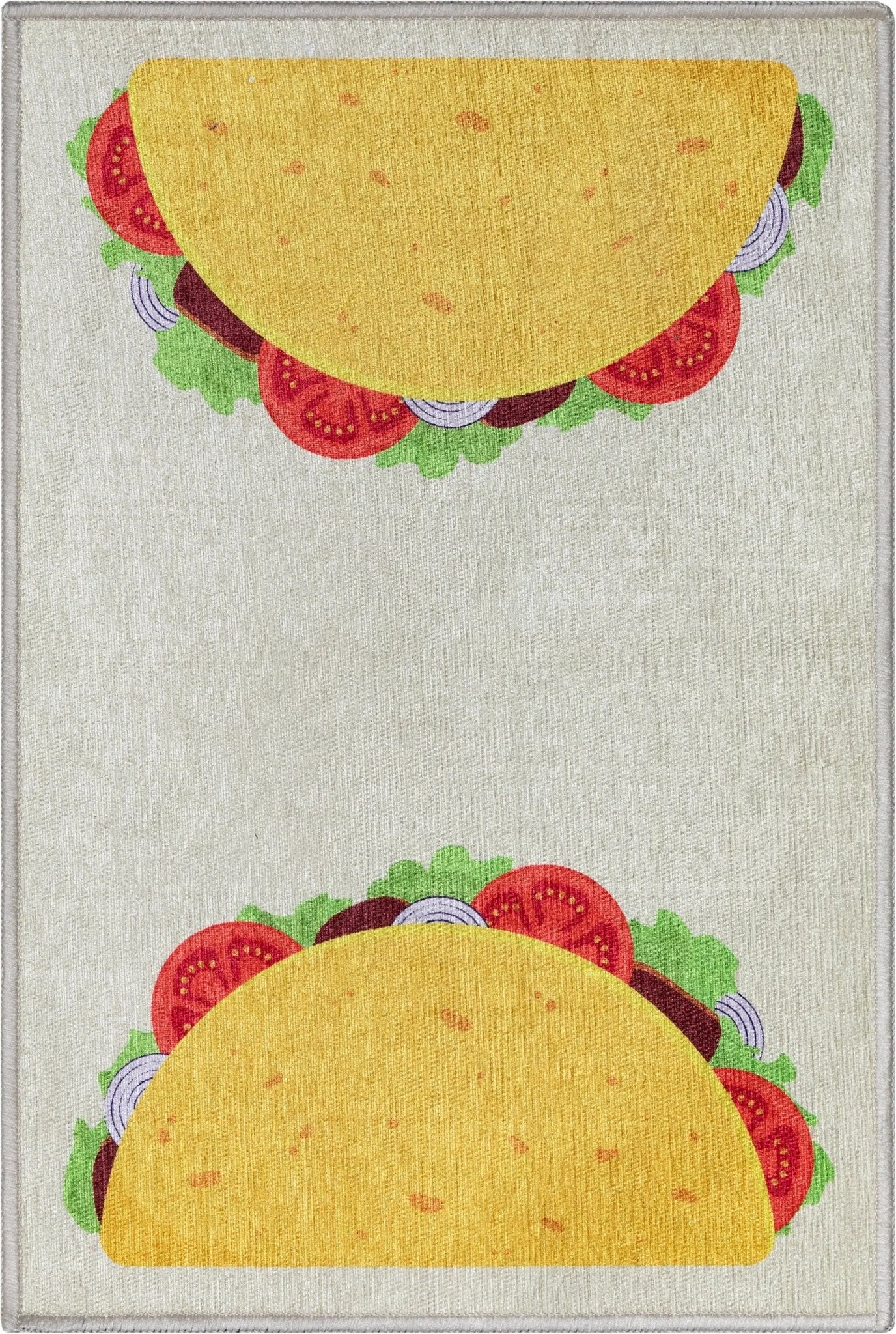 Double Taco Novelty Multi Yellow Flat-Weave Rug Well Woven