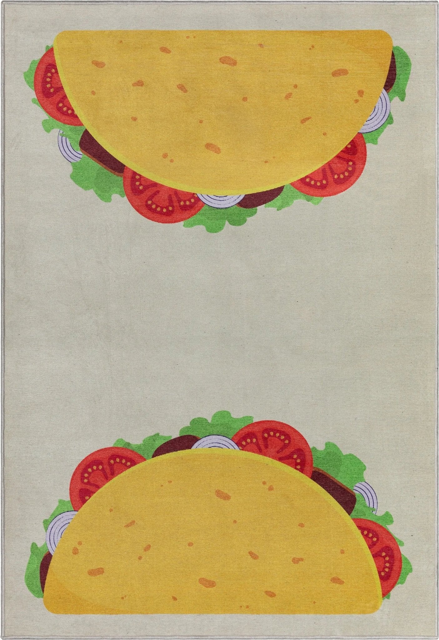 Double Taco Novelty Multi Yellow Flat-Weave Rug Well Woven