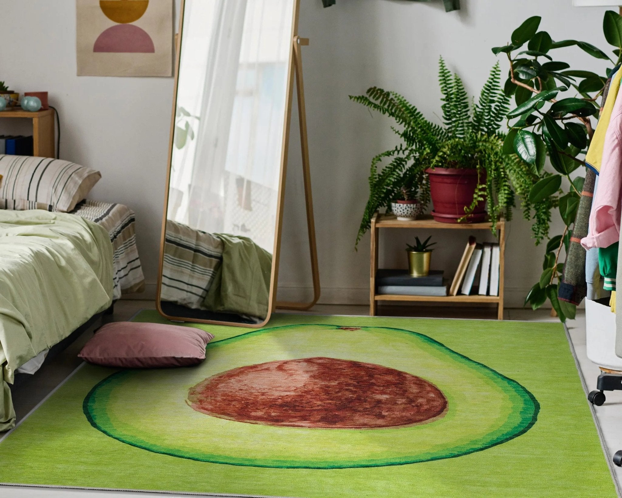 Avocado Novelty Green Flat-Weave Rug Well Woven