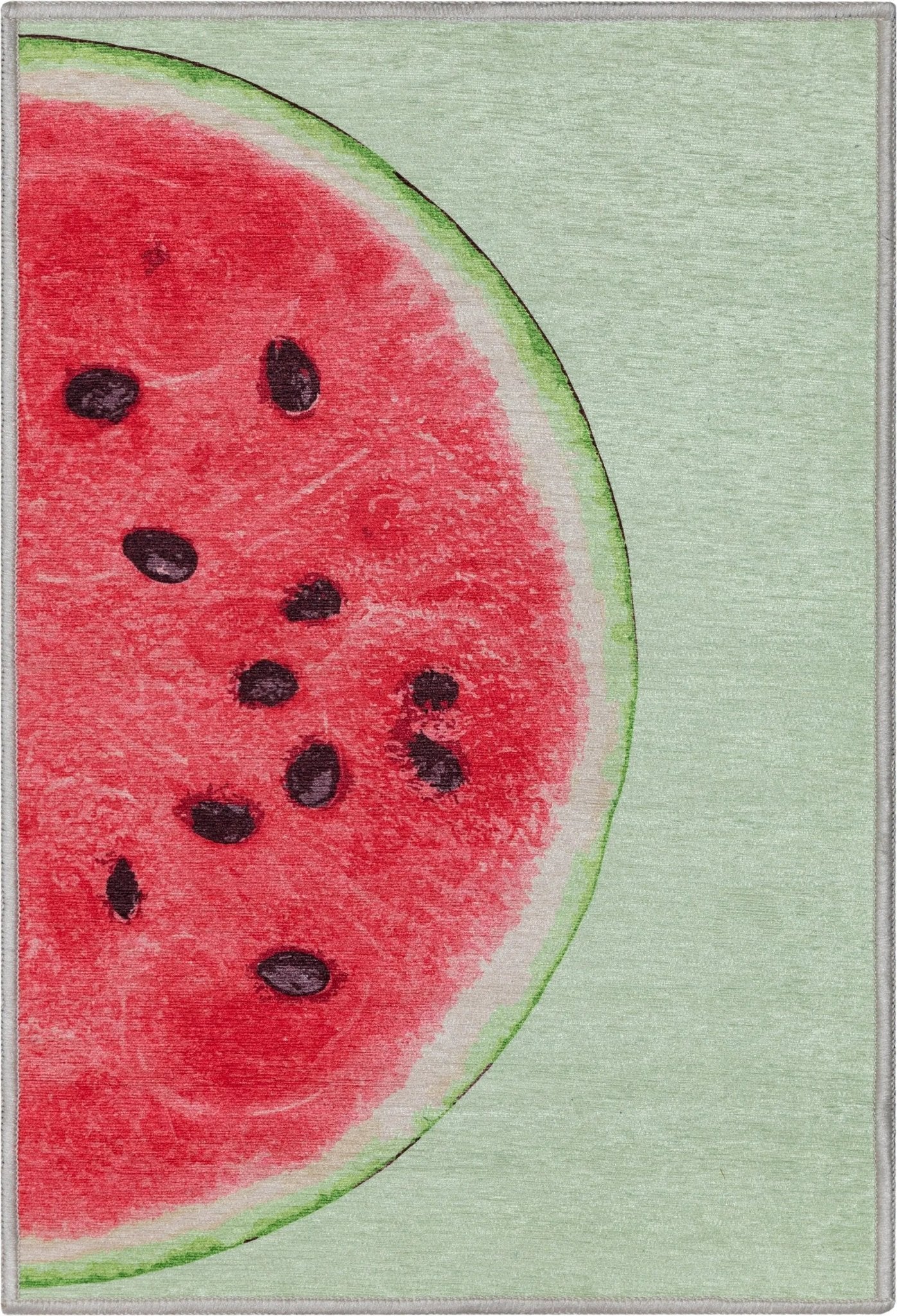 Half Watermelon Novelty Red Lime Flat-Weave Rug Well Woven