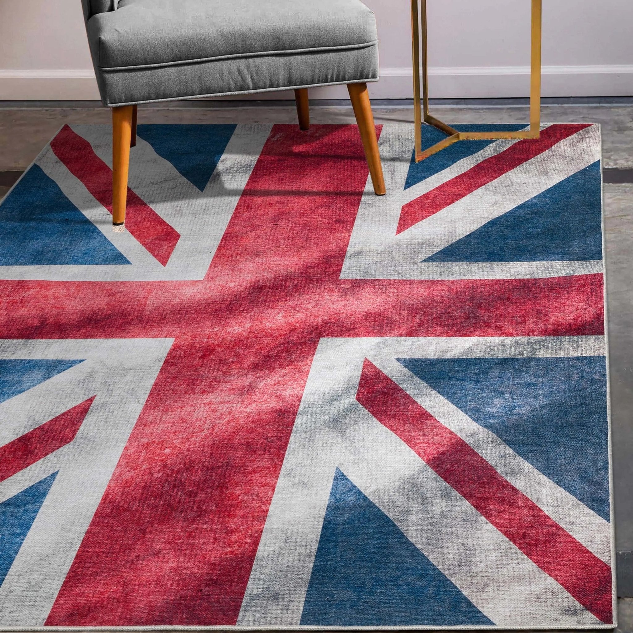 Apollo British Flag Red Blue White Novelty Flat-Weave Rug Well Woven
