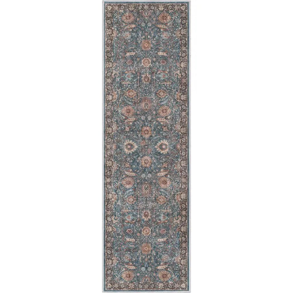 Liana Vintage Oriental Teal Flat-Weave Rug Well Woven
