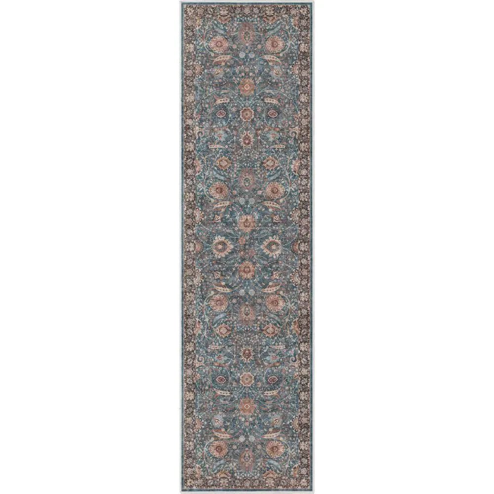 Liana Vintage Oriental Teal Flat-Weave Rug Well Woven