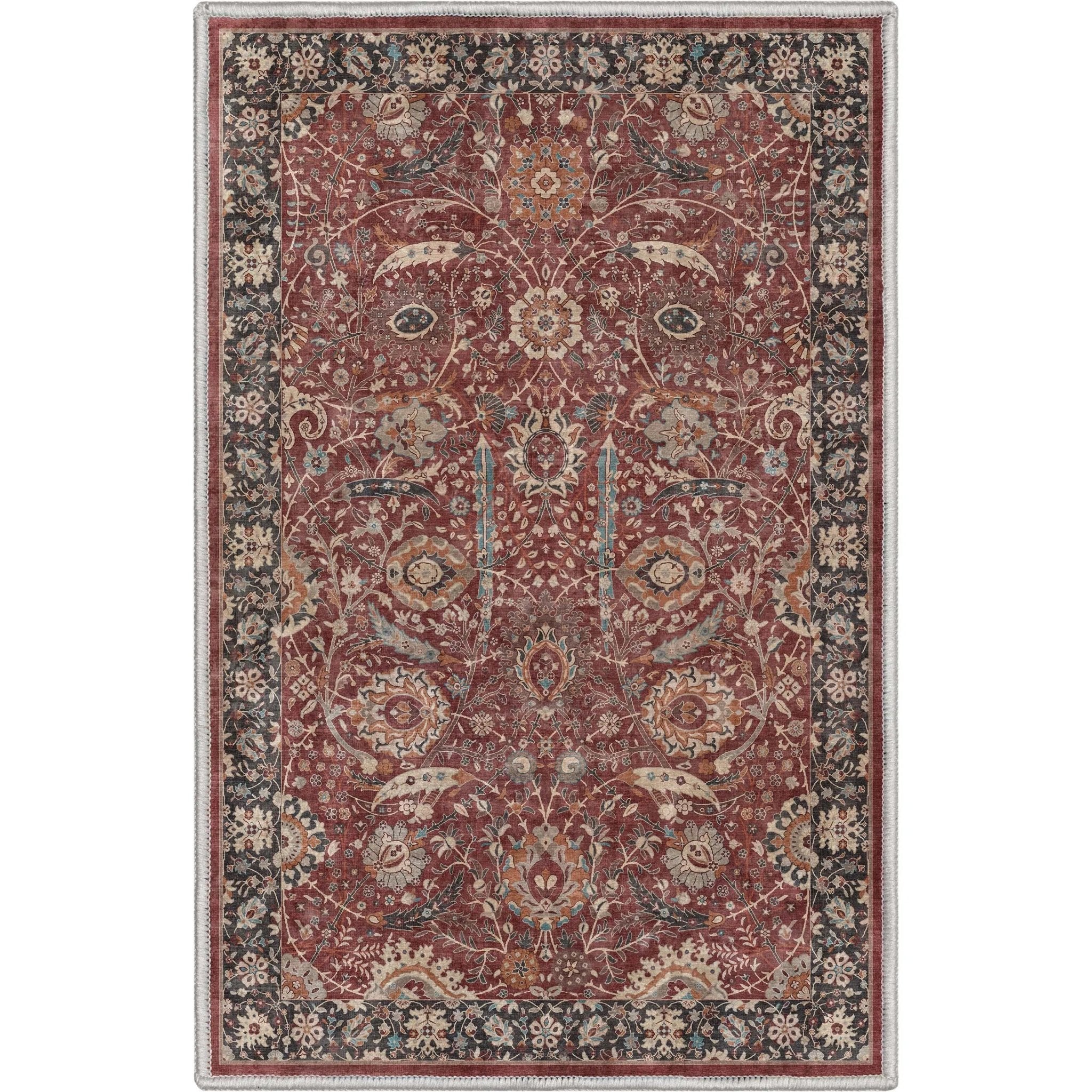 Liana Vintage Oriental Red Flat-Weave Rug Well Woven