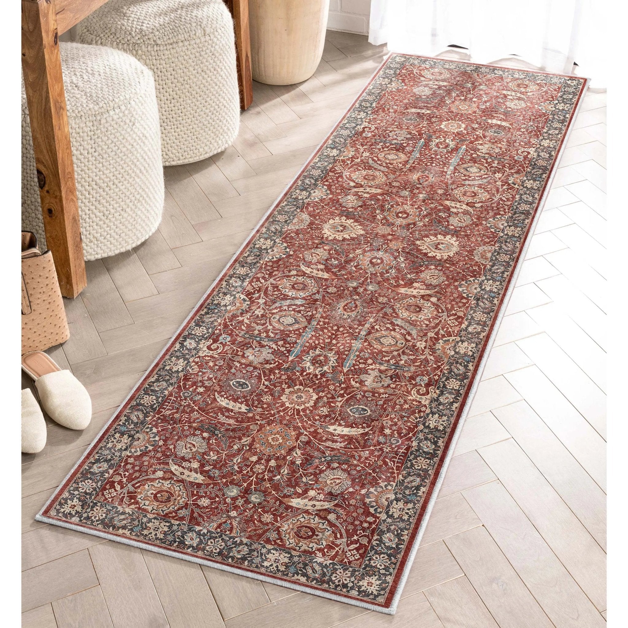 Liana Vintage Oriental Red Flat-Weave Rug Well Woven