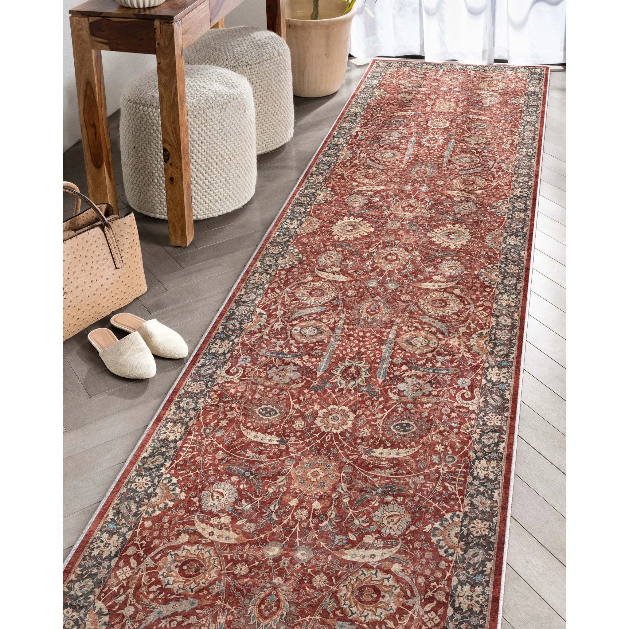 Liana Vintage Oriental Red Flat-Weave Rug Well Woven