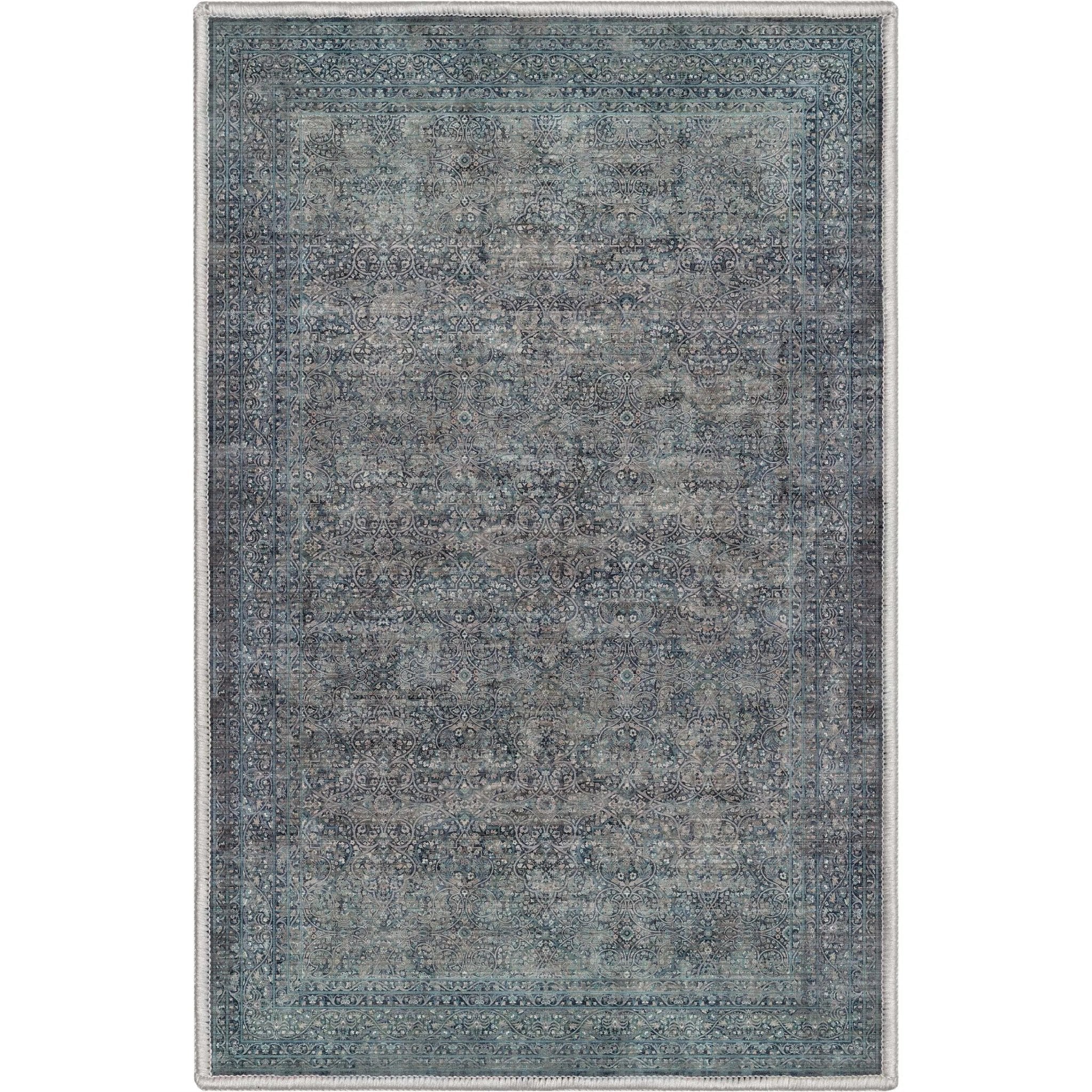 Juliette Vintage Persian Oriental Blue Flat-Weave Rug Well Woven