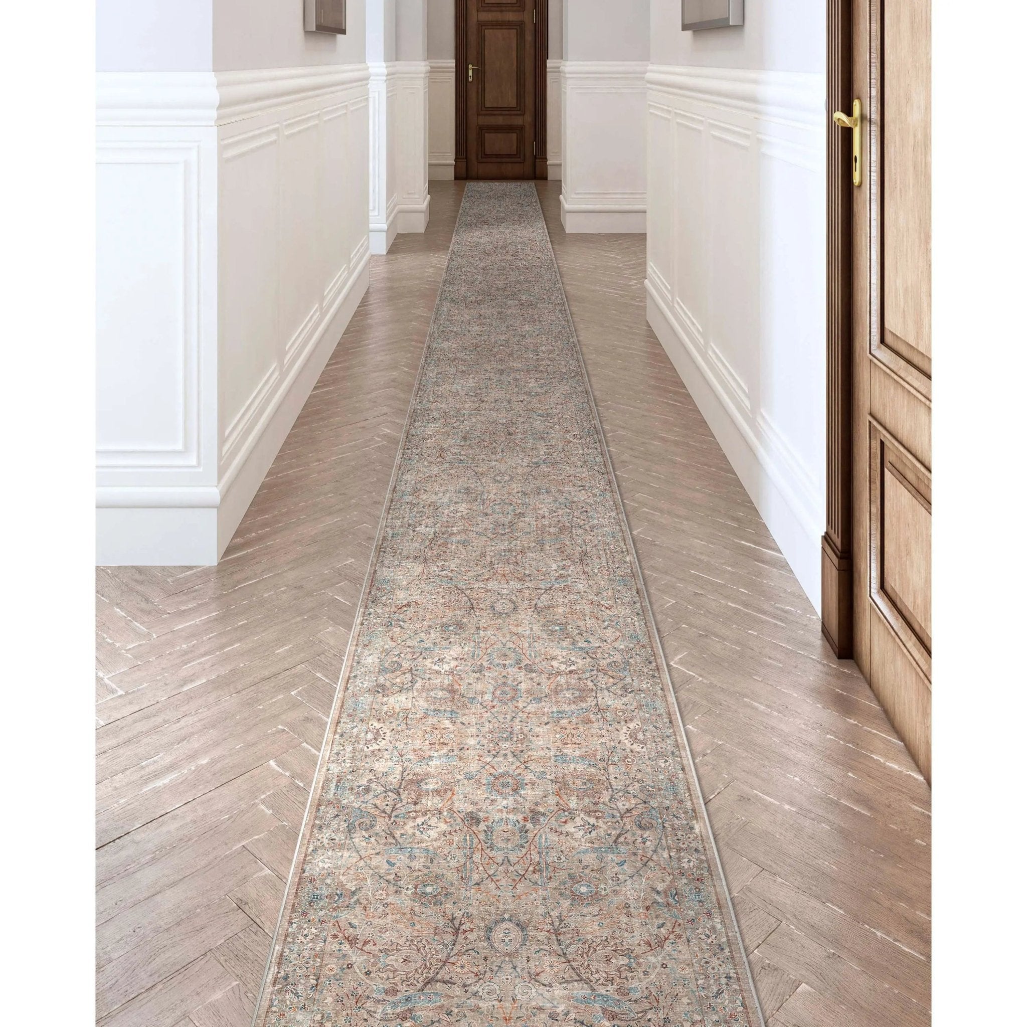 Emilia Vintage Persian Floral Ivory Flat-Weave Rug Well Woven