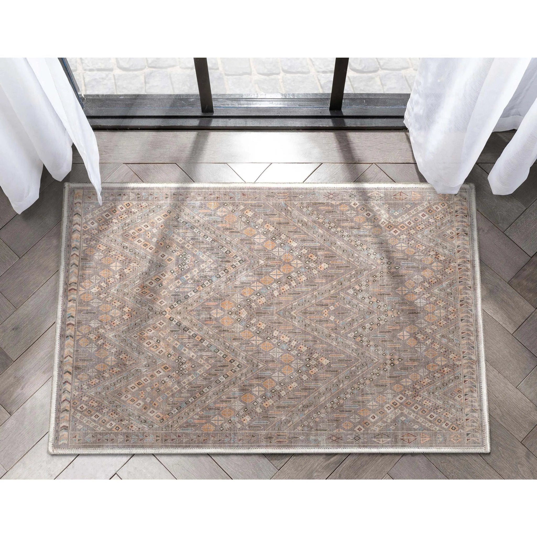 Anya Vintage Tribal Chevron Grey Flat-Weave Rug Well Woven