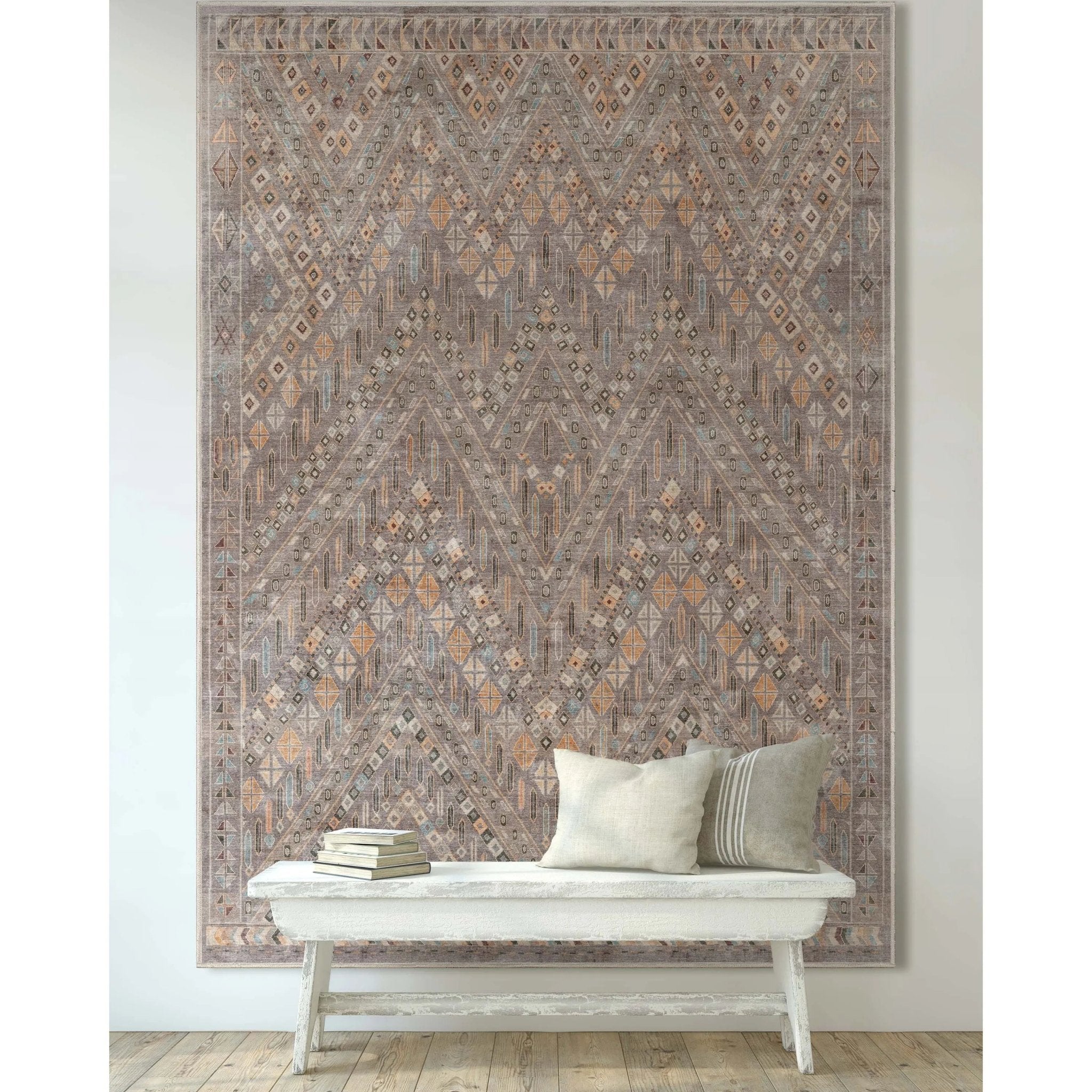 Anya Vintage Tribal Chevron Grey Flat-Weave Rug Well Woven