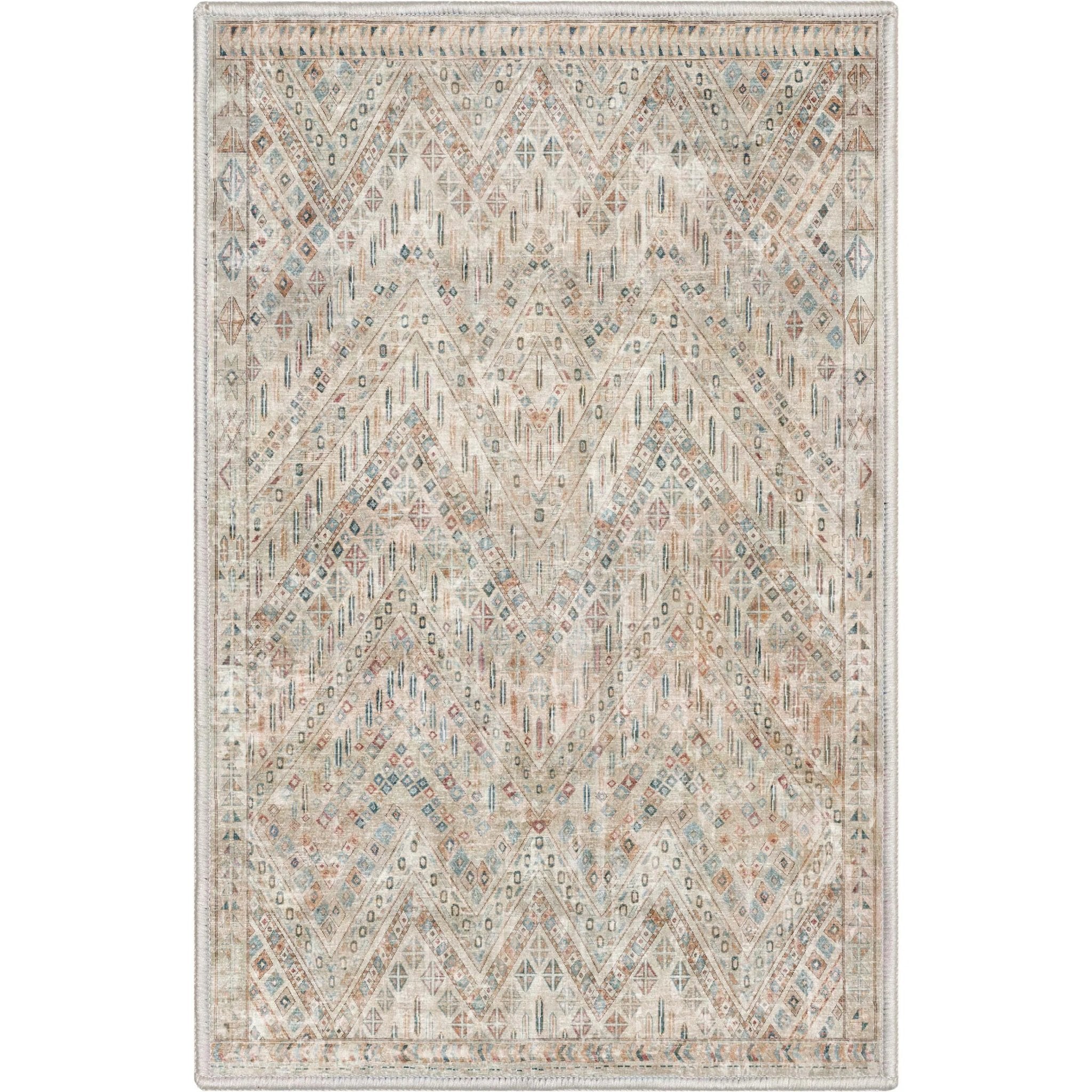 Anya Vintage Tribal Chevron Ivory Flat-Weave Rug Well Woven